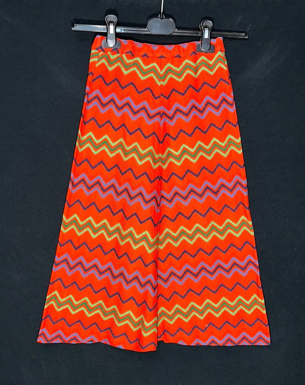 Missoni × Vintage MISSONI vintage Zigzag Pattern Flare Skirt red waves Size 22" - 2 Thumbnail
