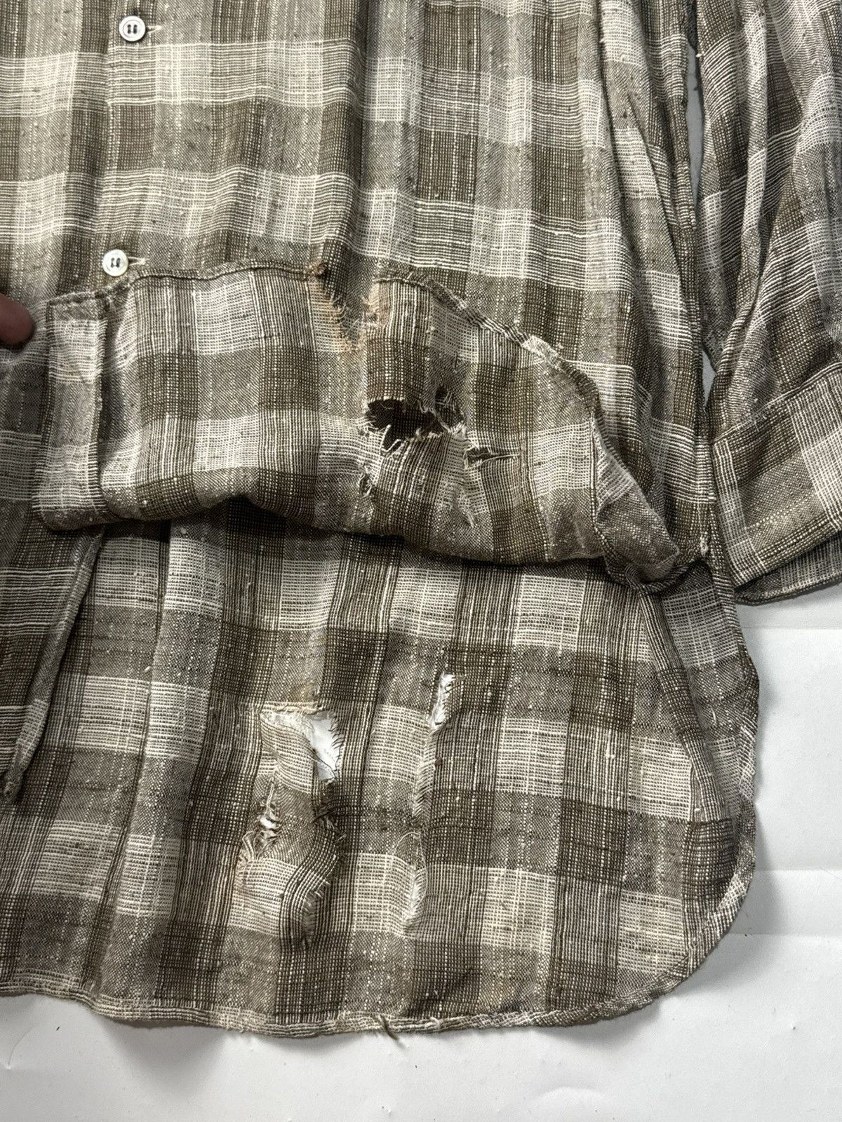 Y's for Men × Yohji Yamamoto Yohji Yamamoto Plaid Rayon Shirt Ysforman Distressed Size US XL / EU 56 / 4 - 6 Thumbnail