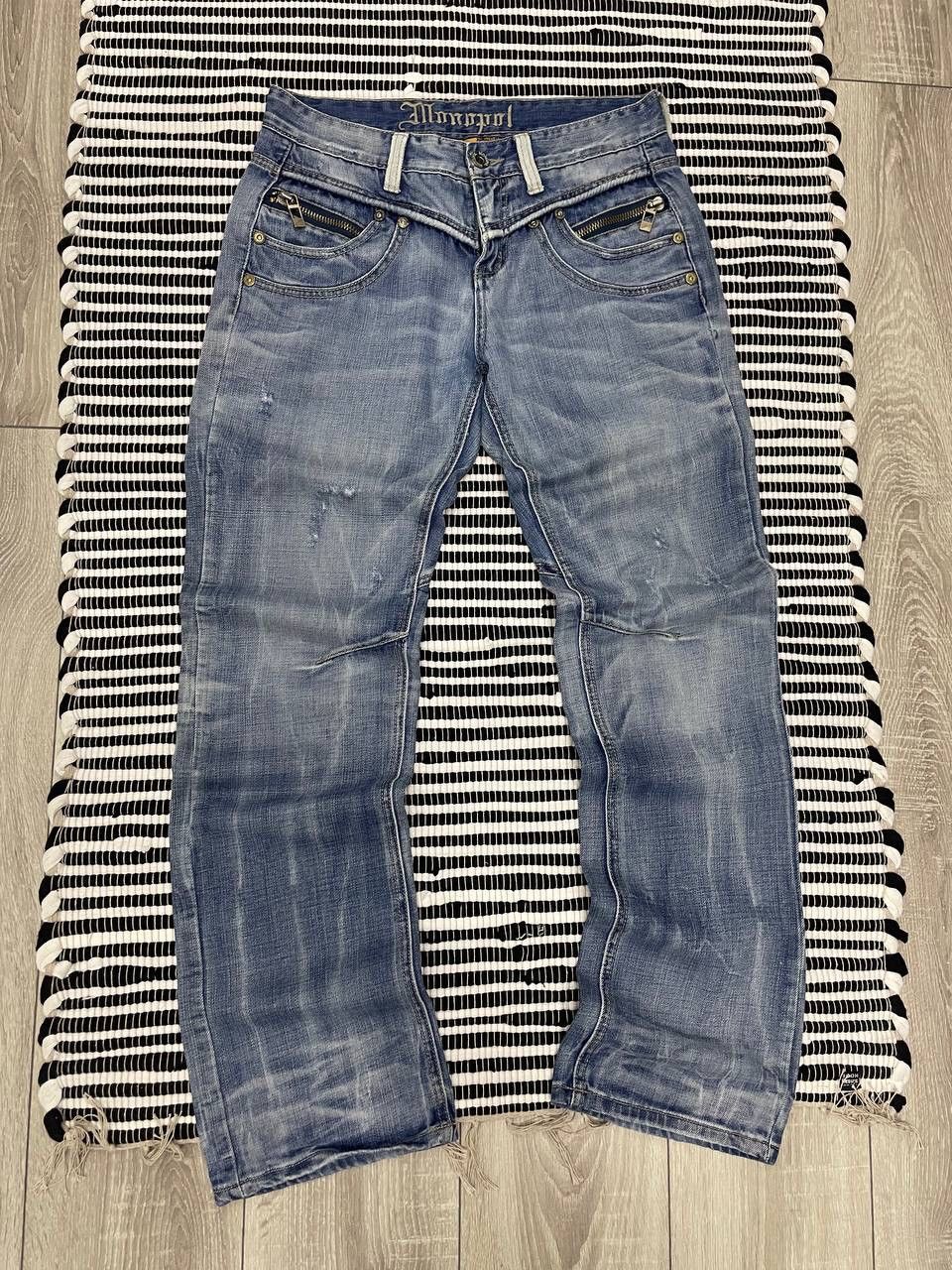Japanese Brand Vintage Crazy Monopol Distressed Denim Jeans Y2K Size US 32 / EU 48 - 1 Thumbnail