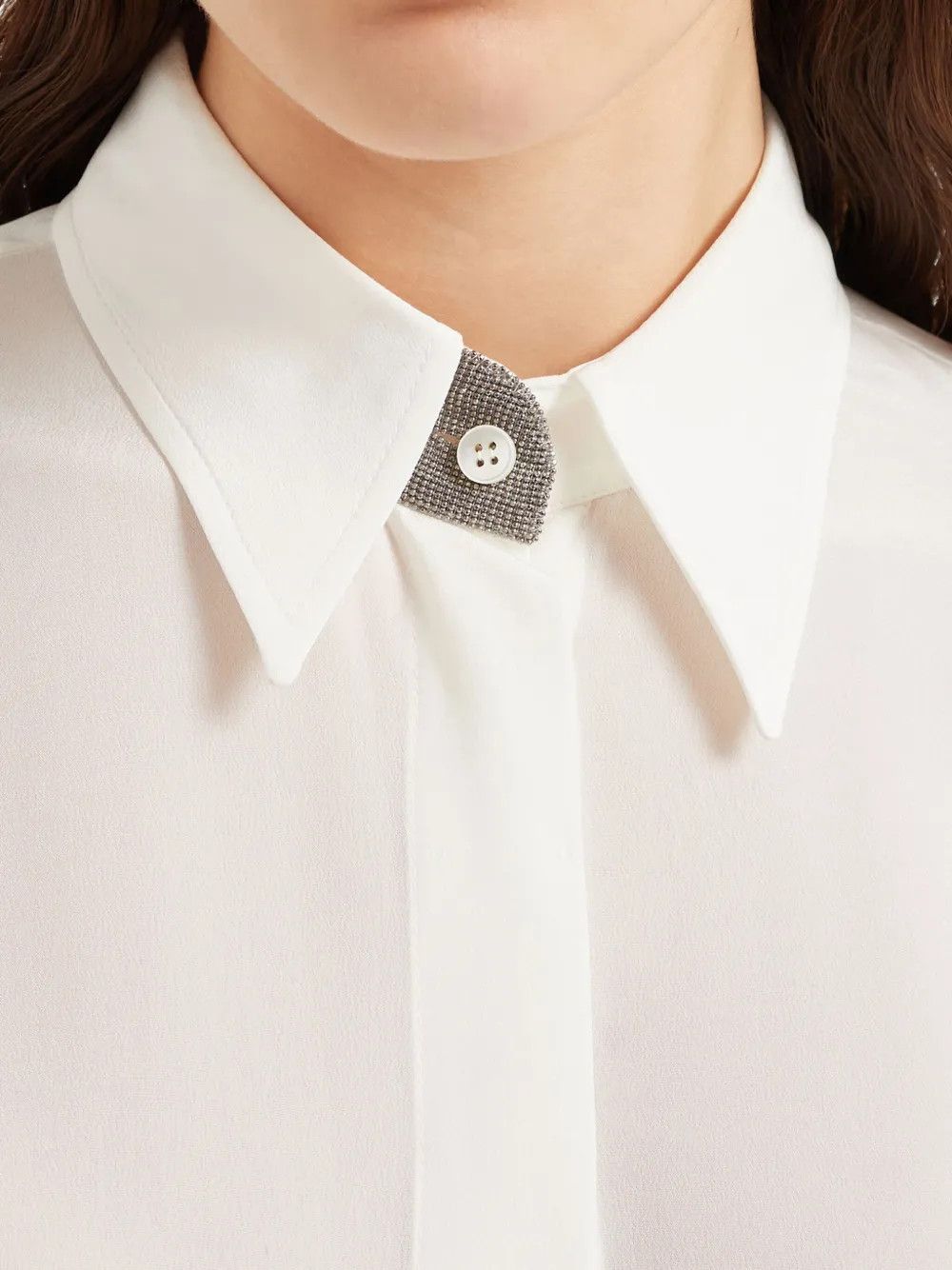 Brunello Cucinelli o1w1db10825 Blouse in Open White Size M / US 6-8 / IT 42-44 - 5 Thumbnail