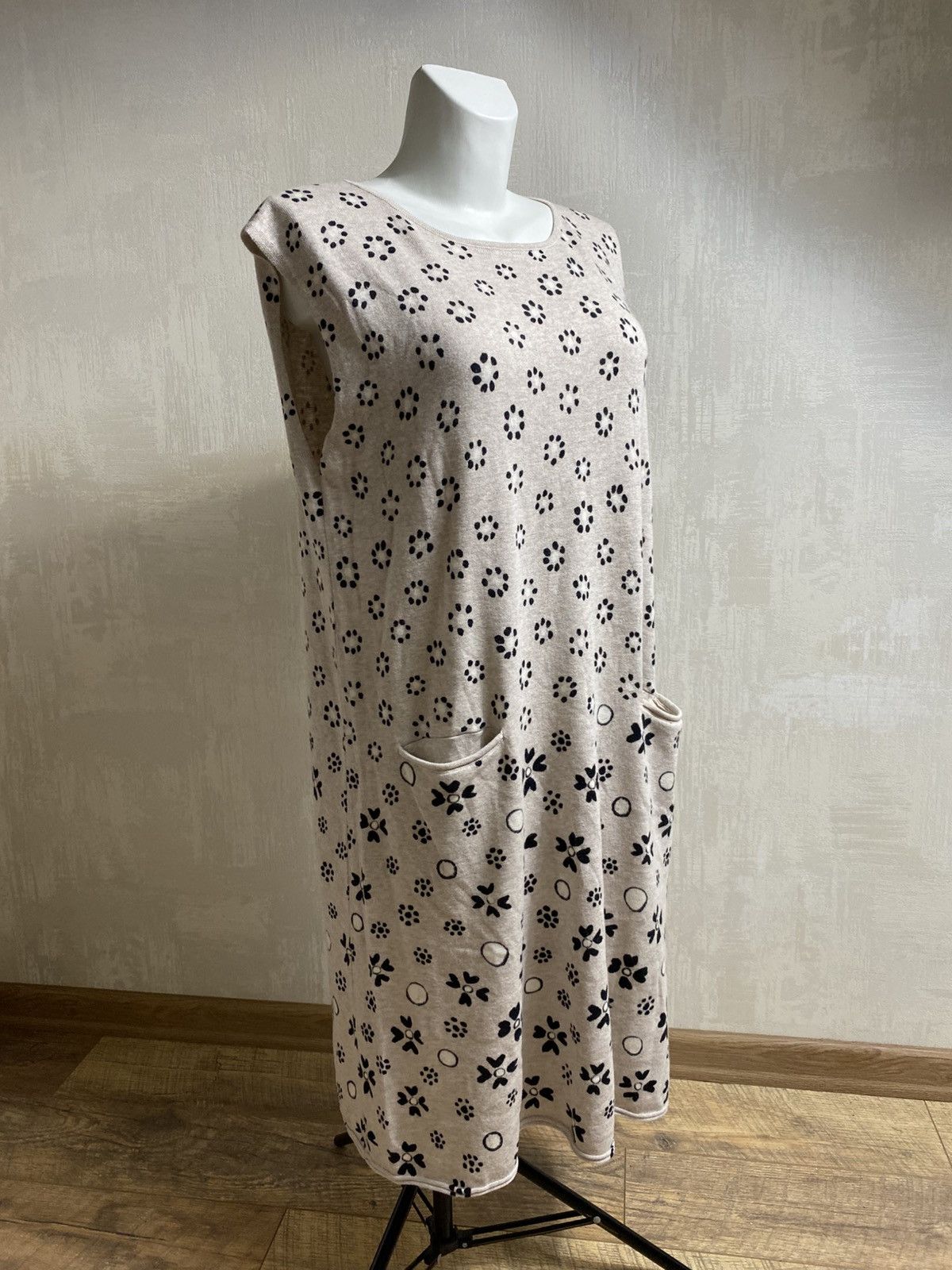 Gudrun Sjoden Organic Cotton Floral Knit Boho Dress Large