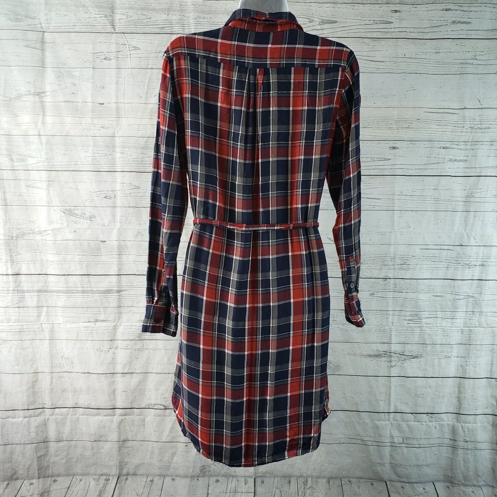 Banana Republic Banana Republic Shirt Dress Womens Size 4 Plaid Belted Long Sleeve Blue Red Shirt Dress Womens Size S / US 4 / IT 40 - 4 Thumbnail