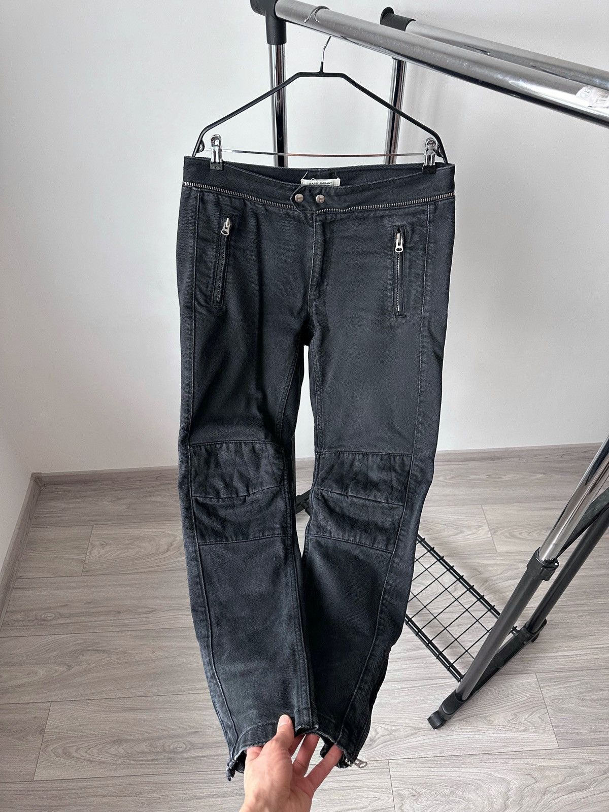 H&M × Isabel Marant FW13 Isabel Marant x H&M Black Washed Denim Biker Jeans Size US 36 / EU 52 - 8 Thumbnail