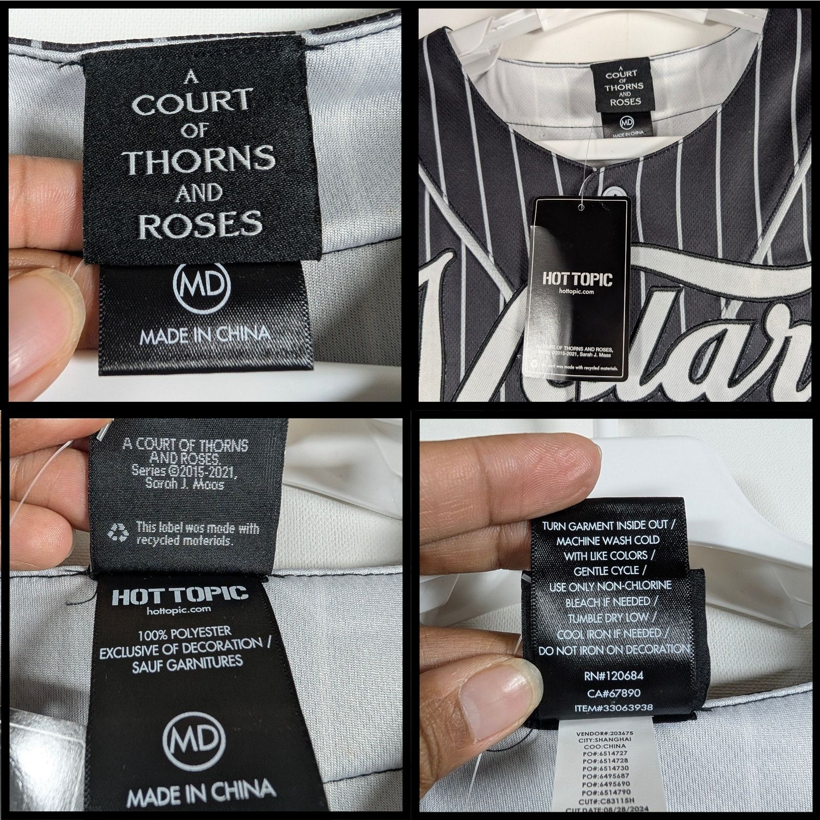 Unknown London ACOTAR Velaris Rhysand 15 Baseball Jersey Black Pinstripe Size US M / EU 48-50 / 2 - 5 Thumbnail