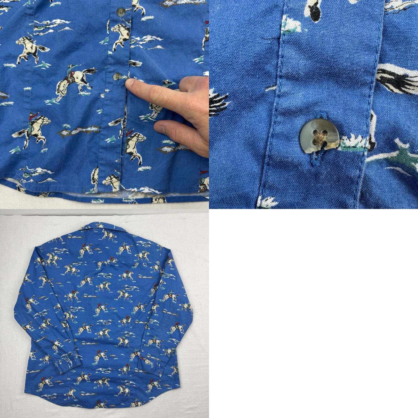 Wrangler VINTAGE Wrangler Western Shirt Adult Large Cowboy Graphic Print Long Sleeve Button-Up Country All Over Print Men Size US L / EU 52-54 / 3 - 8 Thumbnail
