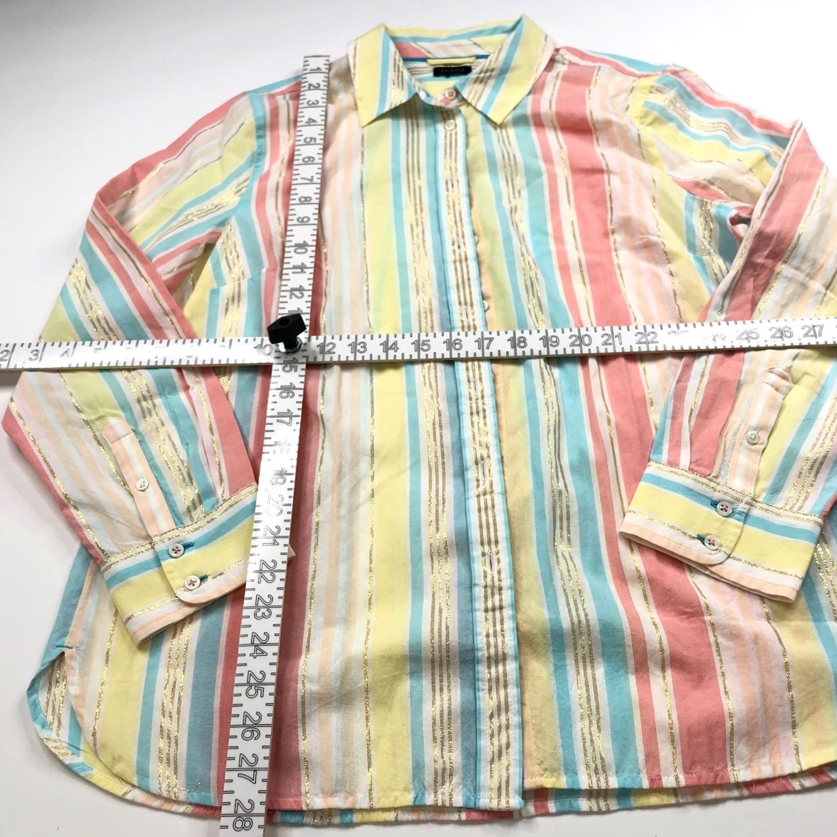 Talbots Talbots Button-Up Shirt Striped Long Sleeve Yellow MINT Large Regular Women's Size L / US 10 / IT 46 - 3 Thumbnail