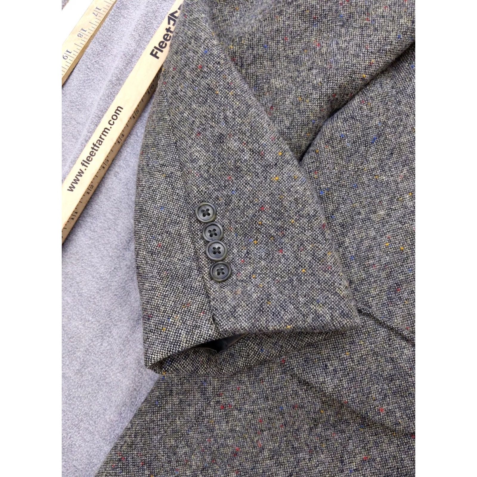 Lands' End Lands End Blazer Mens Large Long Gray Wool Herringbone Tweed Sport Coat Jacket USA Size 38R - 3 Thumbnail