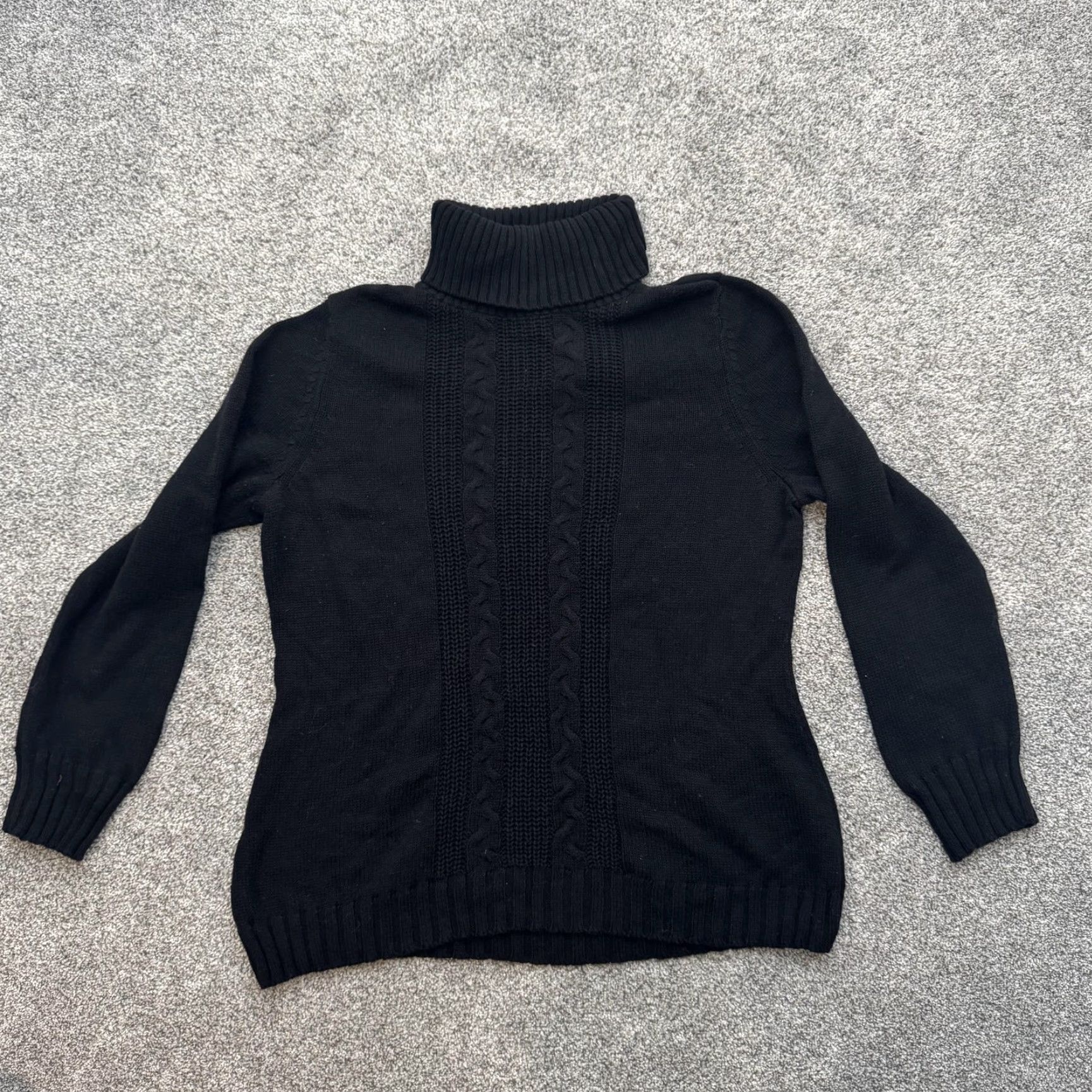 Vintage VINTAGE Fashion Bug Sweater Cable Knit Turtleneck XL Women Long Sleeve Black Knit Pullover Winter Classic Minimalist 60% Cotton 40% Acrylic Size XL / US 12-14 / IT 48-50 - 7 Thumbnail