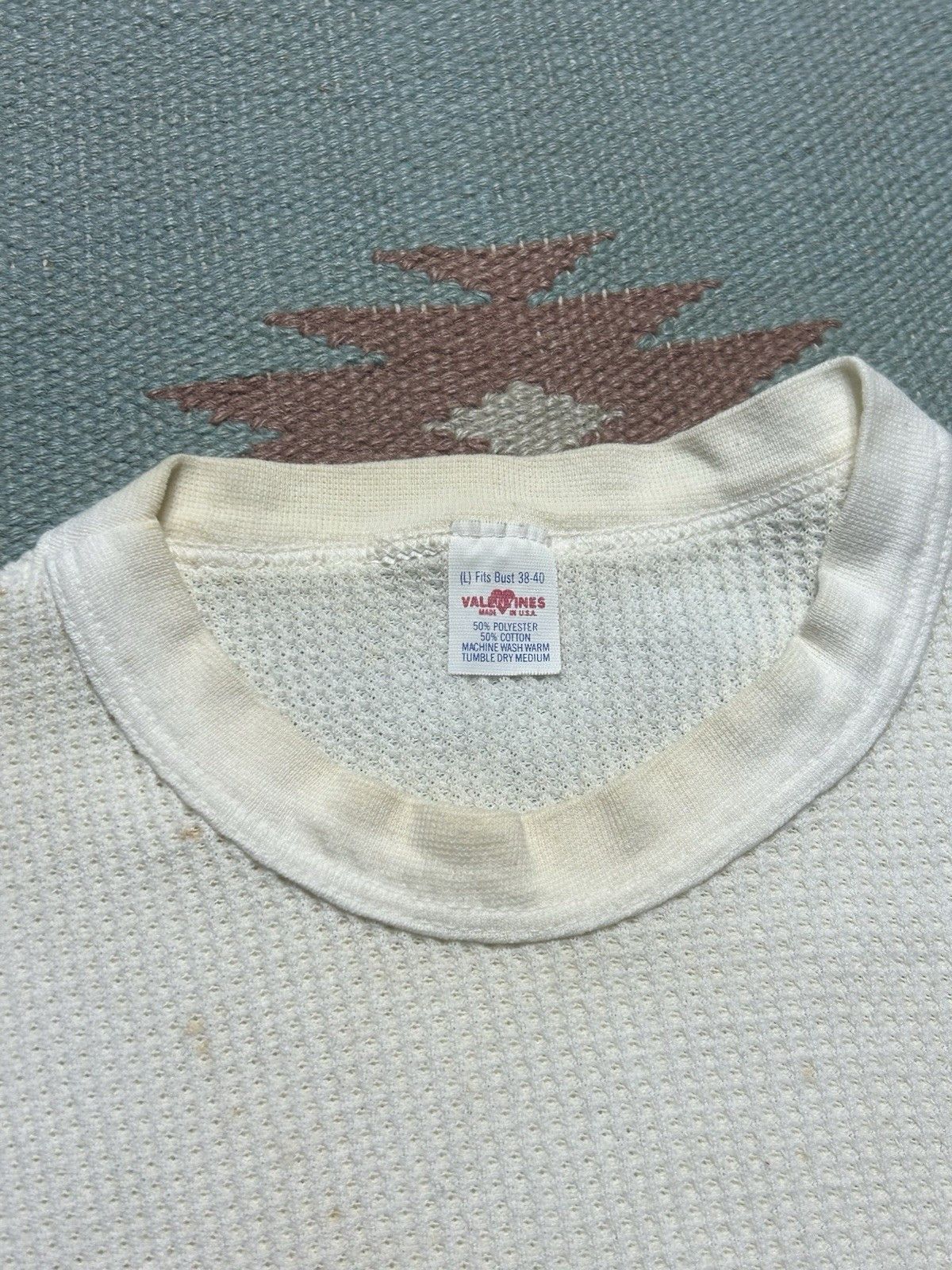 Vintage Vtg 70s 80s waffle knit thermal shirt valentines soft large Size L / US 10 / IT 46 - 7 Thumbnail