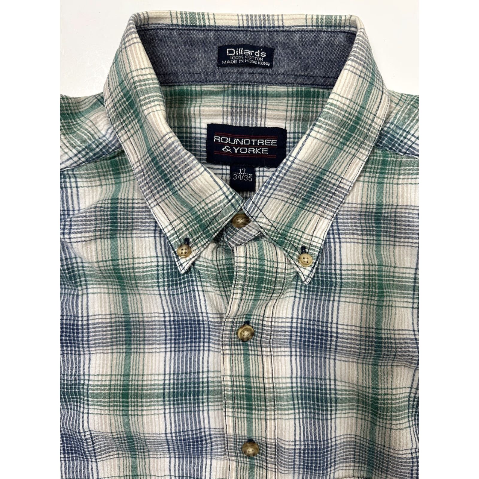 Roundtree & Yorke VINTAGE Roundtree & Yorke Shirt Men XL Long Sleeve Button-Down Outdoor Plaid 90s Casual Hipster Travel Size US XL / EU 56 / 4 - 2 Thumbnail