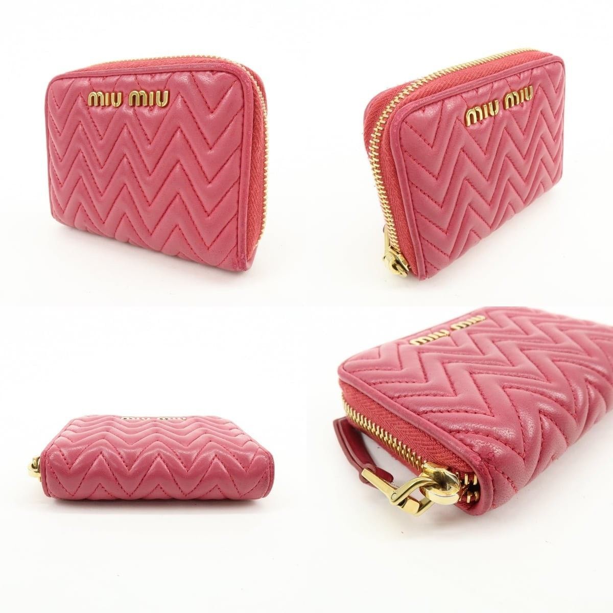Miu Miu Miu Miu Logo Nappa Leather Coin Purse Pink Size ONE SIZE - 3 Thumbnail