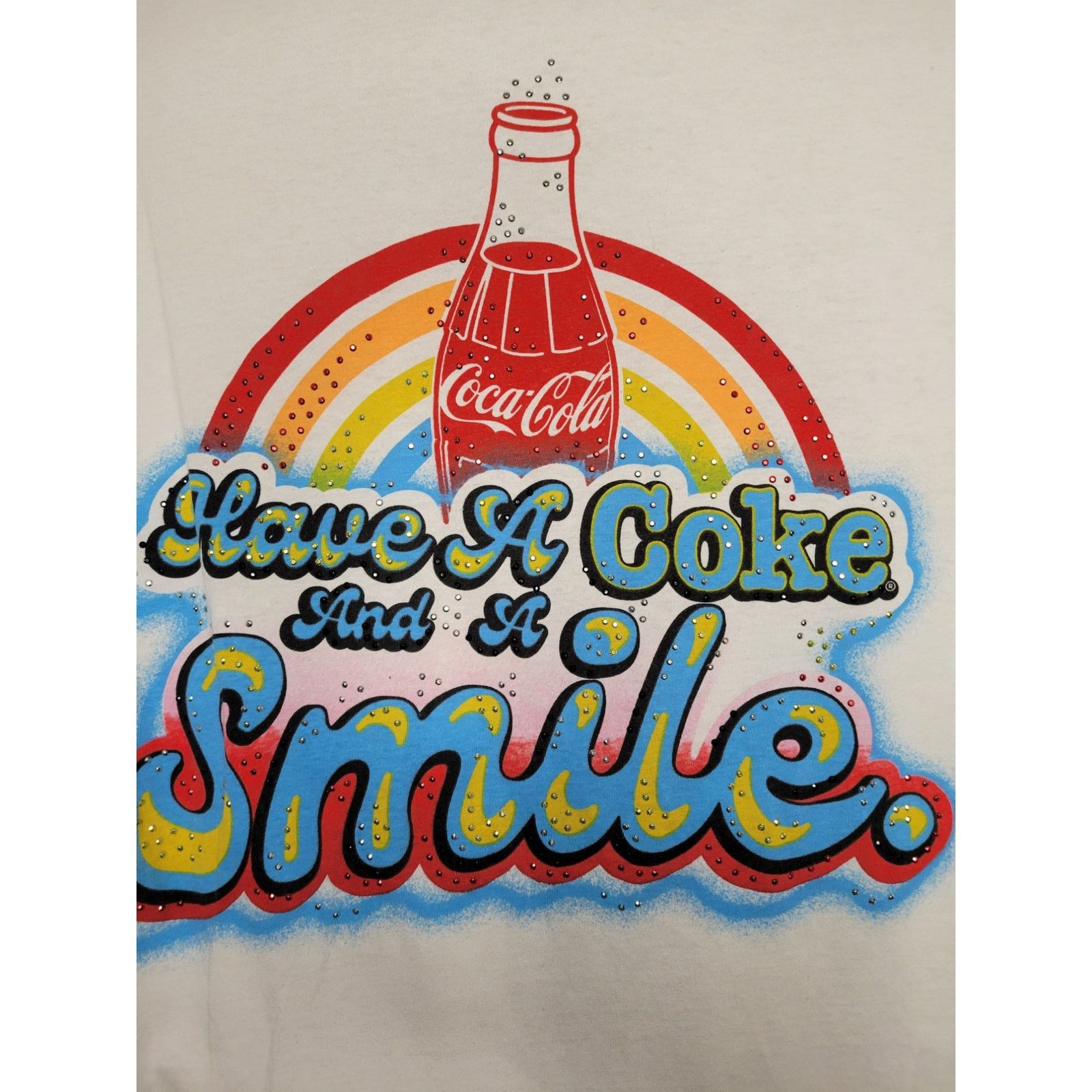 Coca Cola Women's Coca-Cola Graphic T-Shirt w/ Rhinestones XS Size XS / US 0-2 / IT 36-38 - 2 Thumbnail