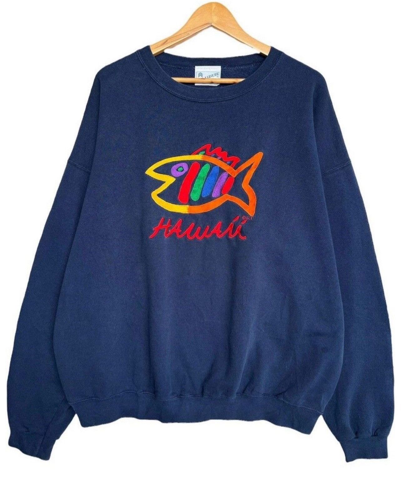 Vintage Vintage 90s Fish Hawaii Longboard Oversized Sweatshirt XXL Size US XXL / EU 58 / 5 - 1 Thumbnail