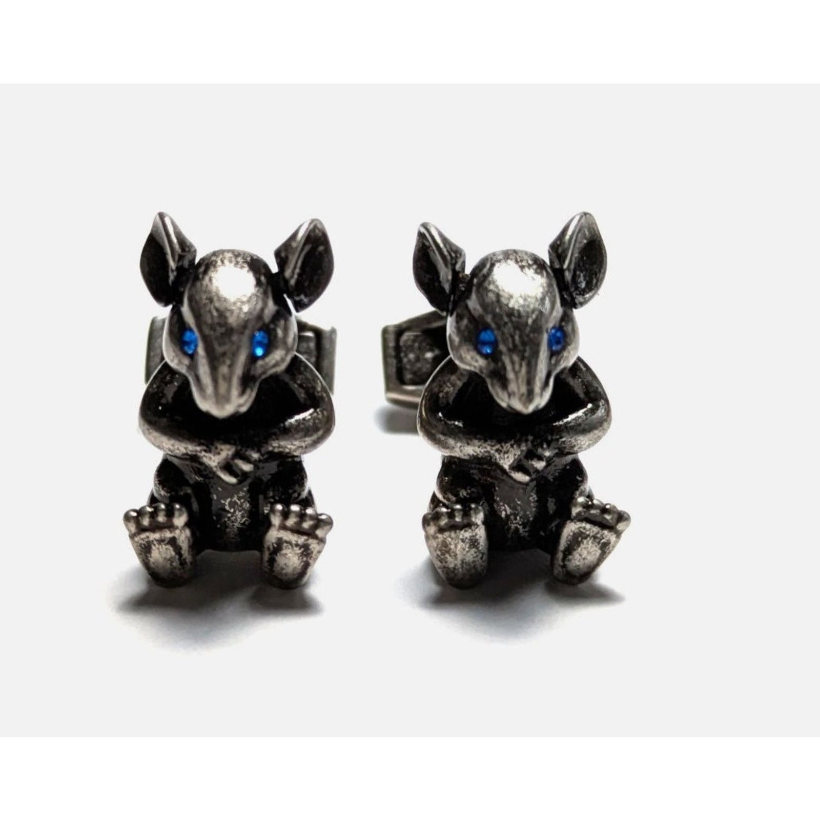Tateossian $425 NIB Tateossian Cufflinks Mouse Blue Eye Antique Silver Size ONE SIZE - 5 Thumbnail
