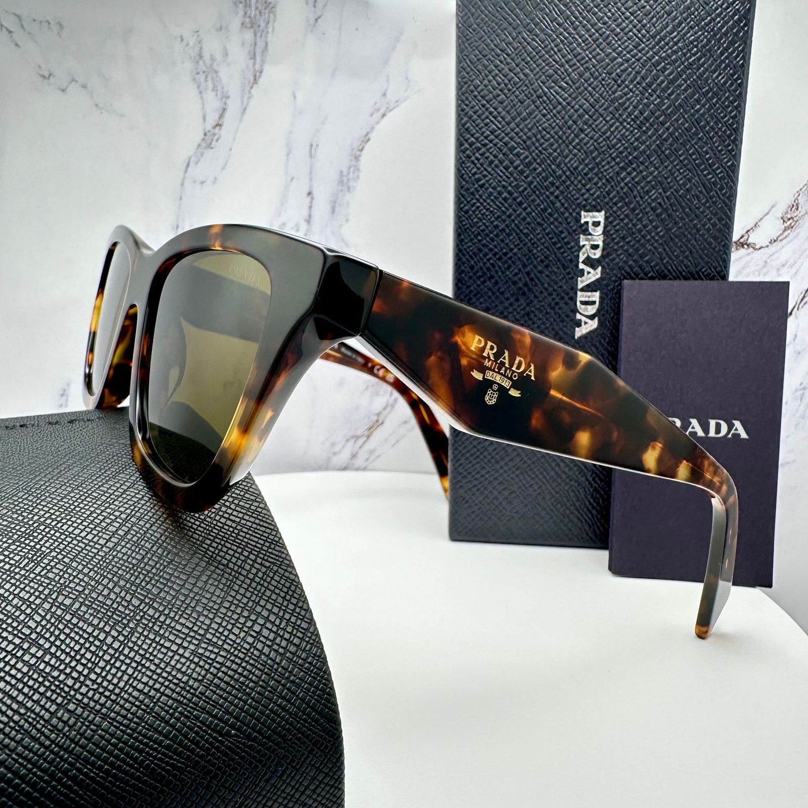 Prada New PRADA Sunglasses Brown Tortoise Square Butterfly Size ONE SIZE - 6 Thumbnail