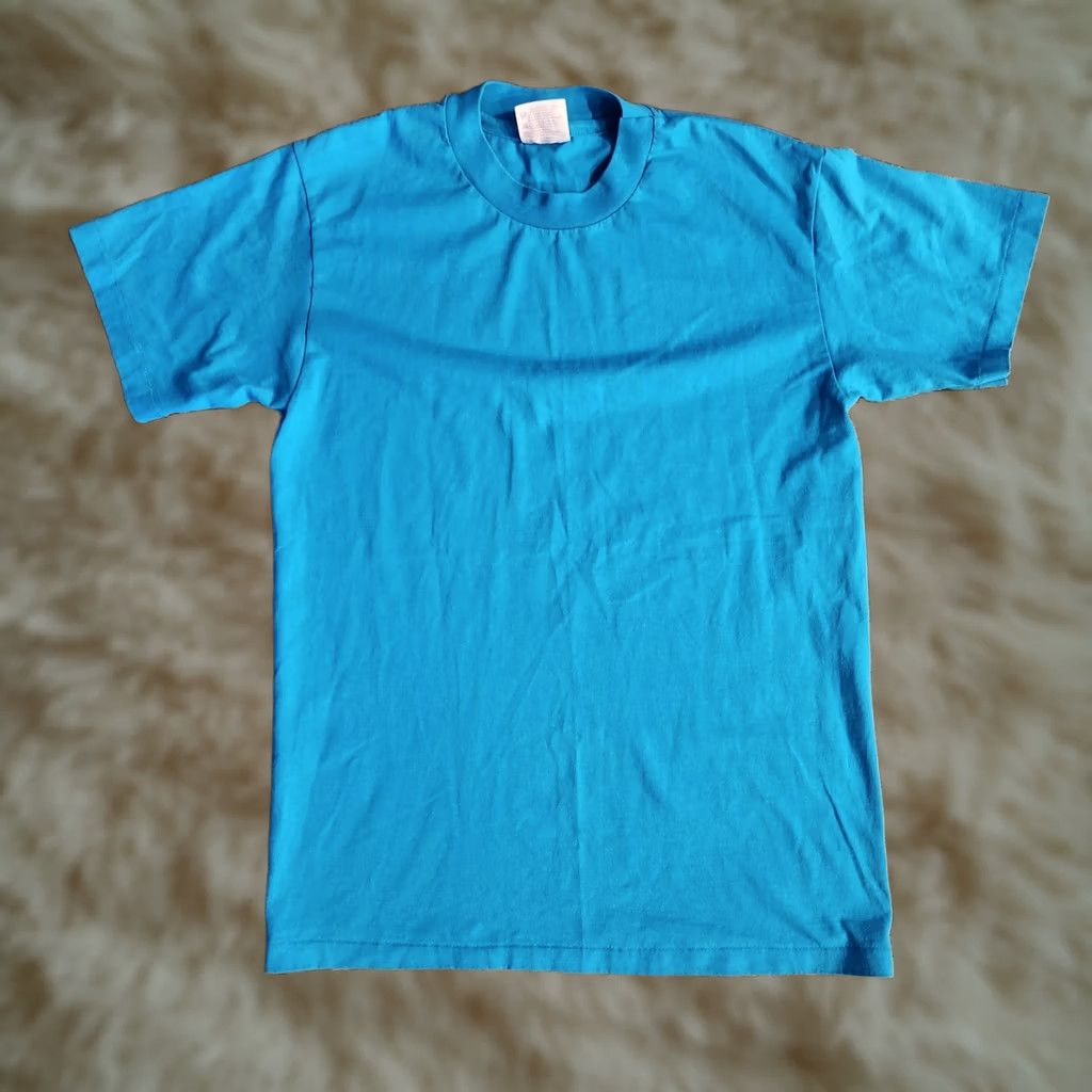 Hanes VINTAGE Hanes Heavyweight 50/50 T-Shirt Tee Teal Blue Medium Single Stitch Shirt Adult M Blue 90s USA Mens Womens Size US M / EU 48-50 / 2 - 1 Thumbnail