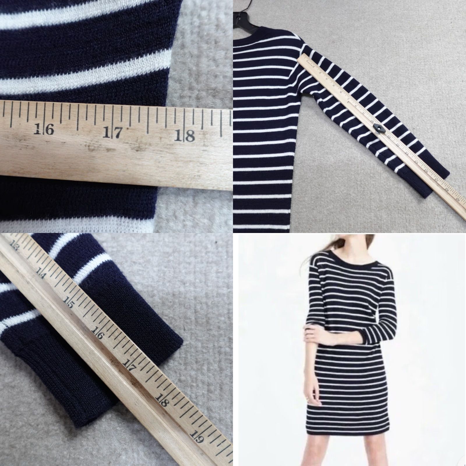J.Crew J.Crew Womens Dress XS Blue Striped 100% Wool Sweater C8987 Size XS / US 0-2 / IT 36-38 - 8 Thumbnail