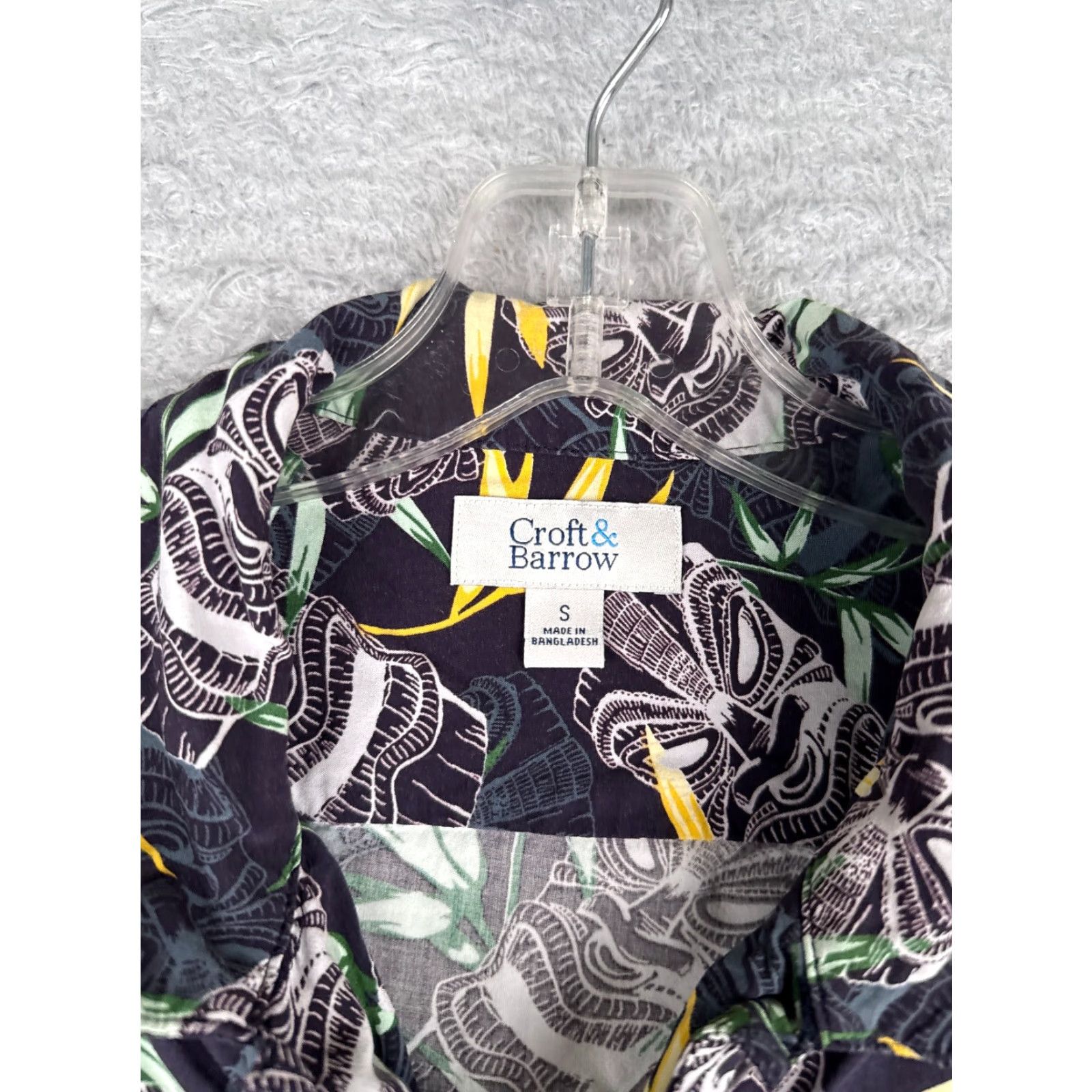 Croft & Barrow Croft Barrow Shirt Men Small Blue Tiki Leaf Hawaiian Button Up Rayon Blend Size US S / EU 44-46 / 1 - 7 Thumbnail