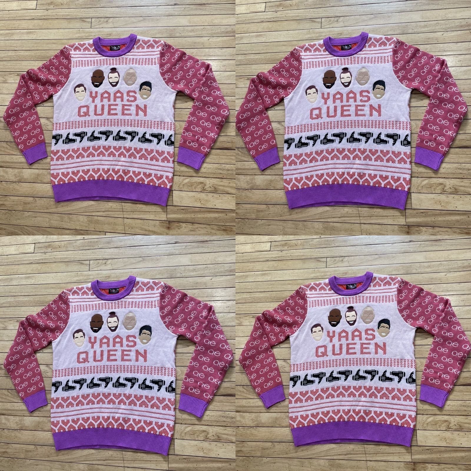 Pinko NETFLIX Sweater XL Pink Peach Knit Crew Neck Unisex Adults Long Sleeve Geometric FairIsle Casual Party/Cocktail Size XL / US 12-14 / IT 48-50 - 9 Thumbnail