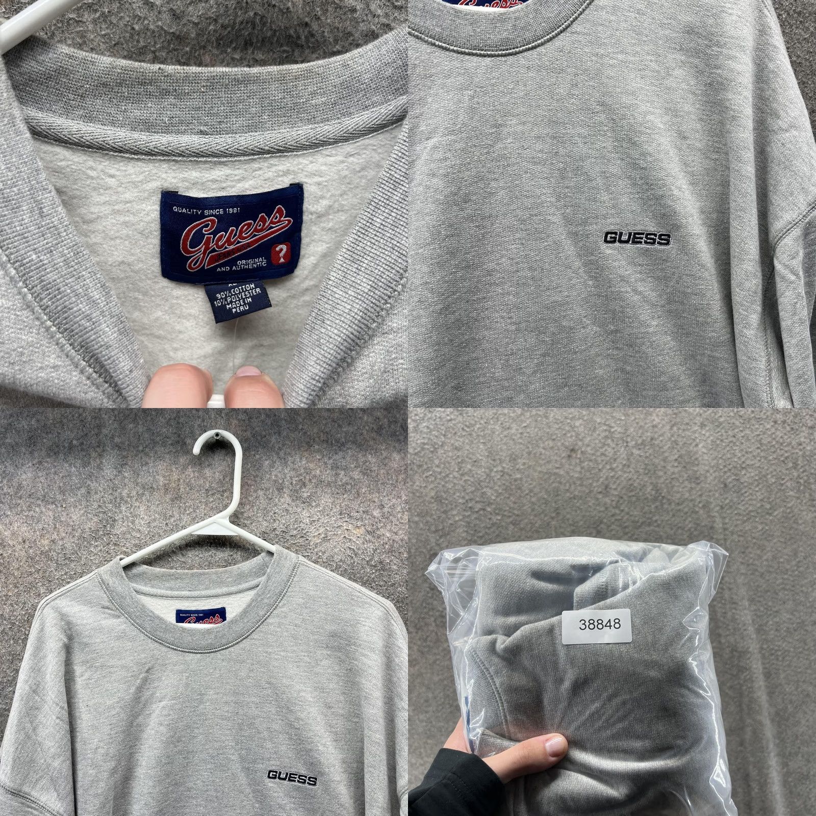 Guess GUESS Sweatshirt Mens XL Gray Logo Sleeve Pullover Fleece Crewneck Embroidered Tape KS Size US XL / EU 56 / 4 - 8 Thumbnail