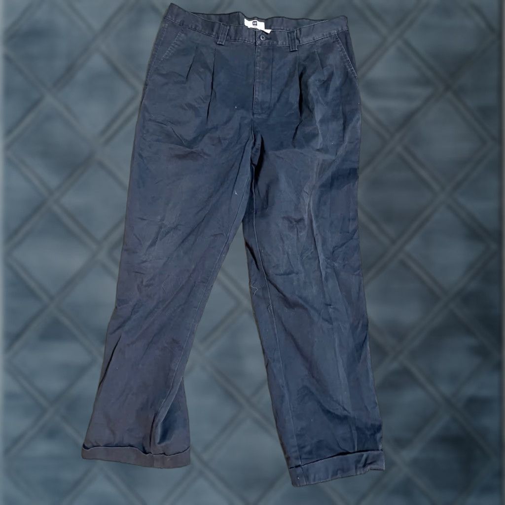 Gap VINTAGE Gap Pants Men's Size 38x32 Navy Blue Chino Slash Pocket Cuffed Pleated Size US 38 / EU 54 - 1 Thumbnail