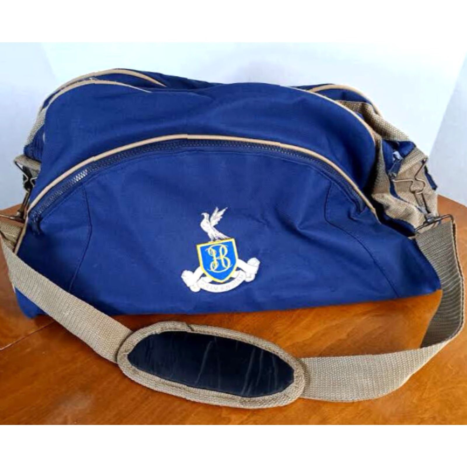 Vintage VINTAGE Hiram Bingham Canvas & Leather Trim Blue Duffle-Travel Bag EUC Size ONE SIZE - 5 Thumbnail