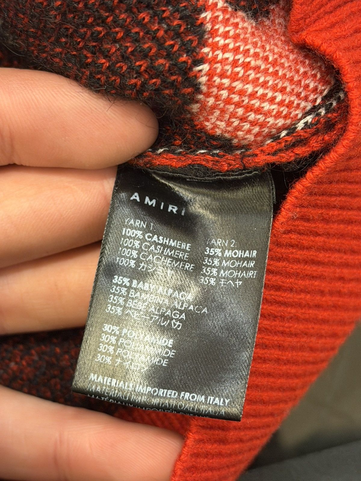 Amiri Amiri Checker Kniw Sweater - Grey/Red Size US M / EU 48-50 / 2 - 5 Thumbnail