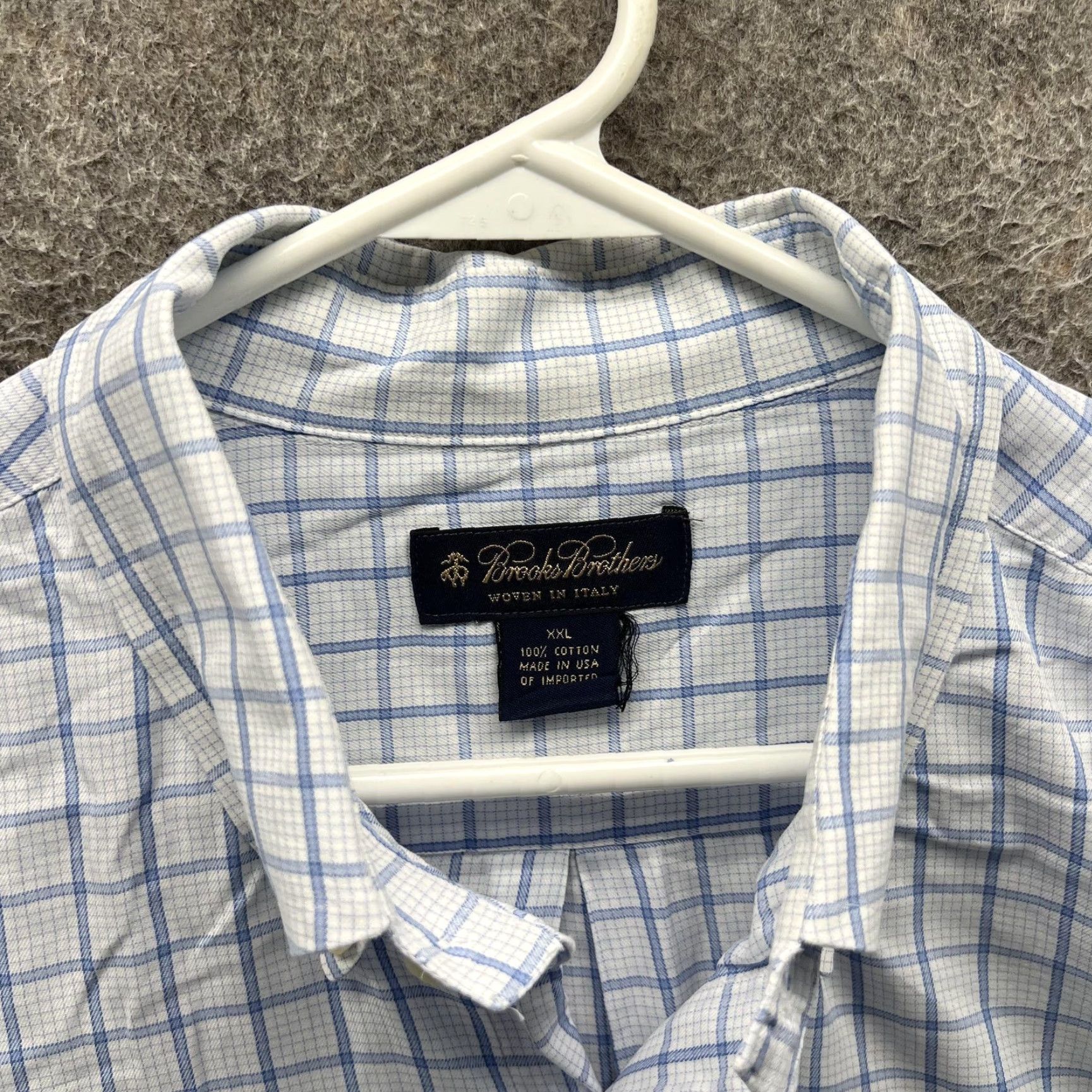Brooks Brothers Brooks Brothers Dress Shirt Mens 2XL White Blue Check Button-Down USA Classic Shirt Mens 2XL White Check Pattern Button Down Collar Casual Business Size 48R - 2 Thumbnail