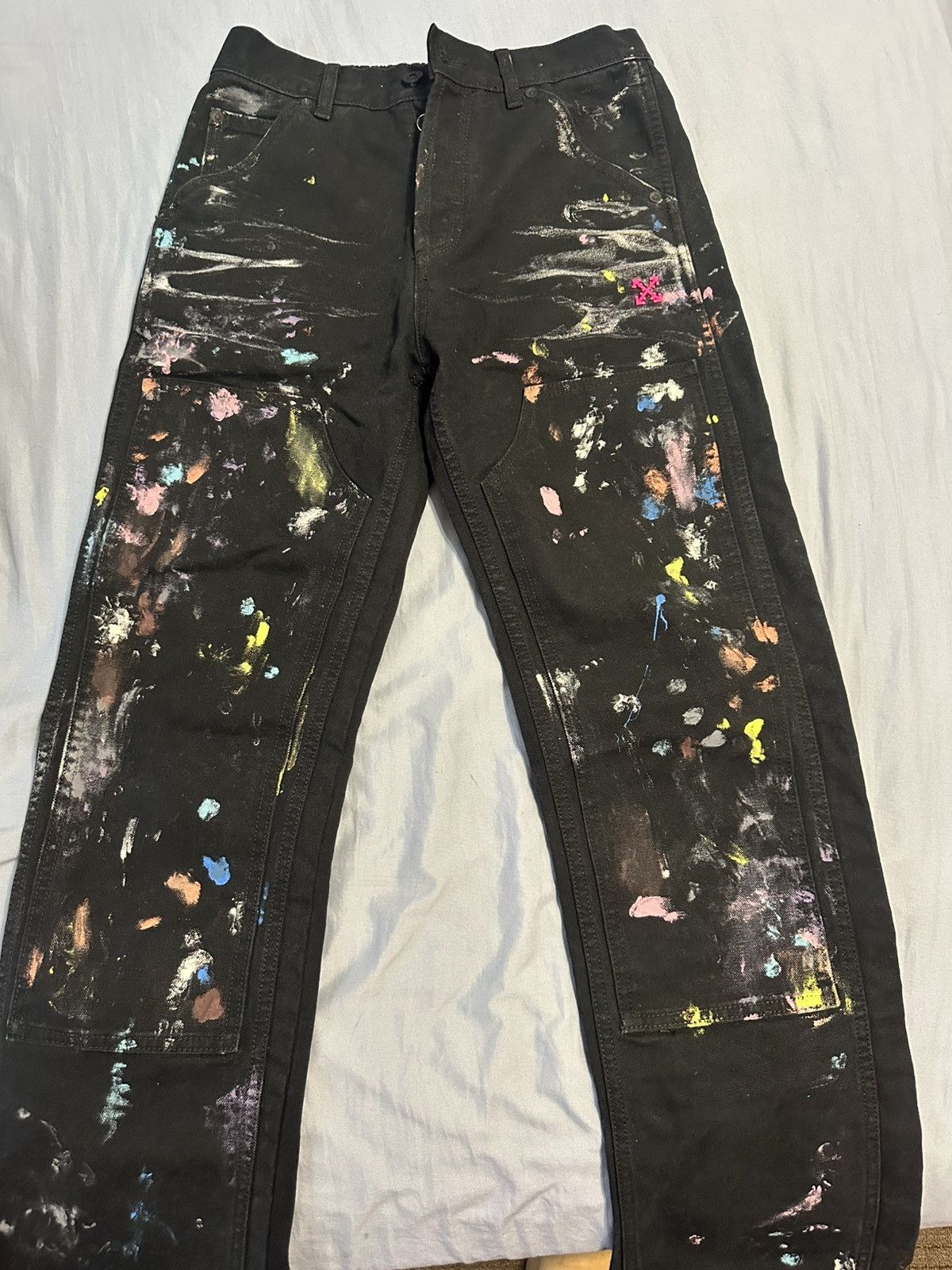 Off White Hybrid Carpenter Paint Splatter Pants