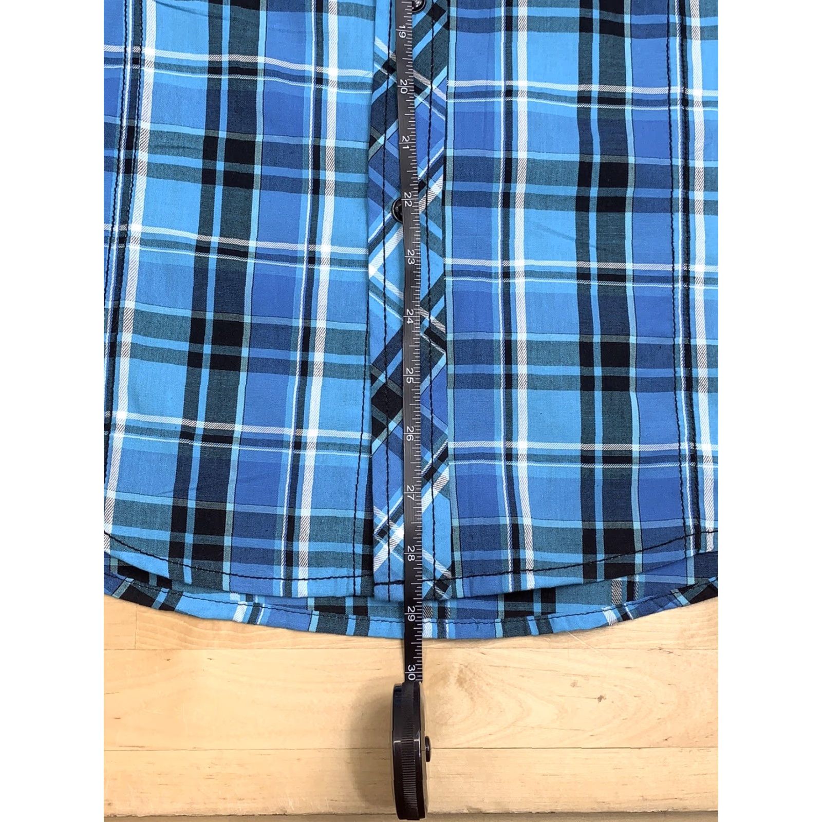 No Fear No Fear Blue Plaid Button-Up Short Sleeve M Pearl Snap Mens Shirt Regular Size M Blue Size US 31 - 4 Thumbnail