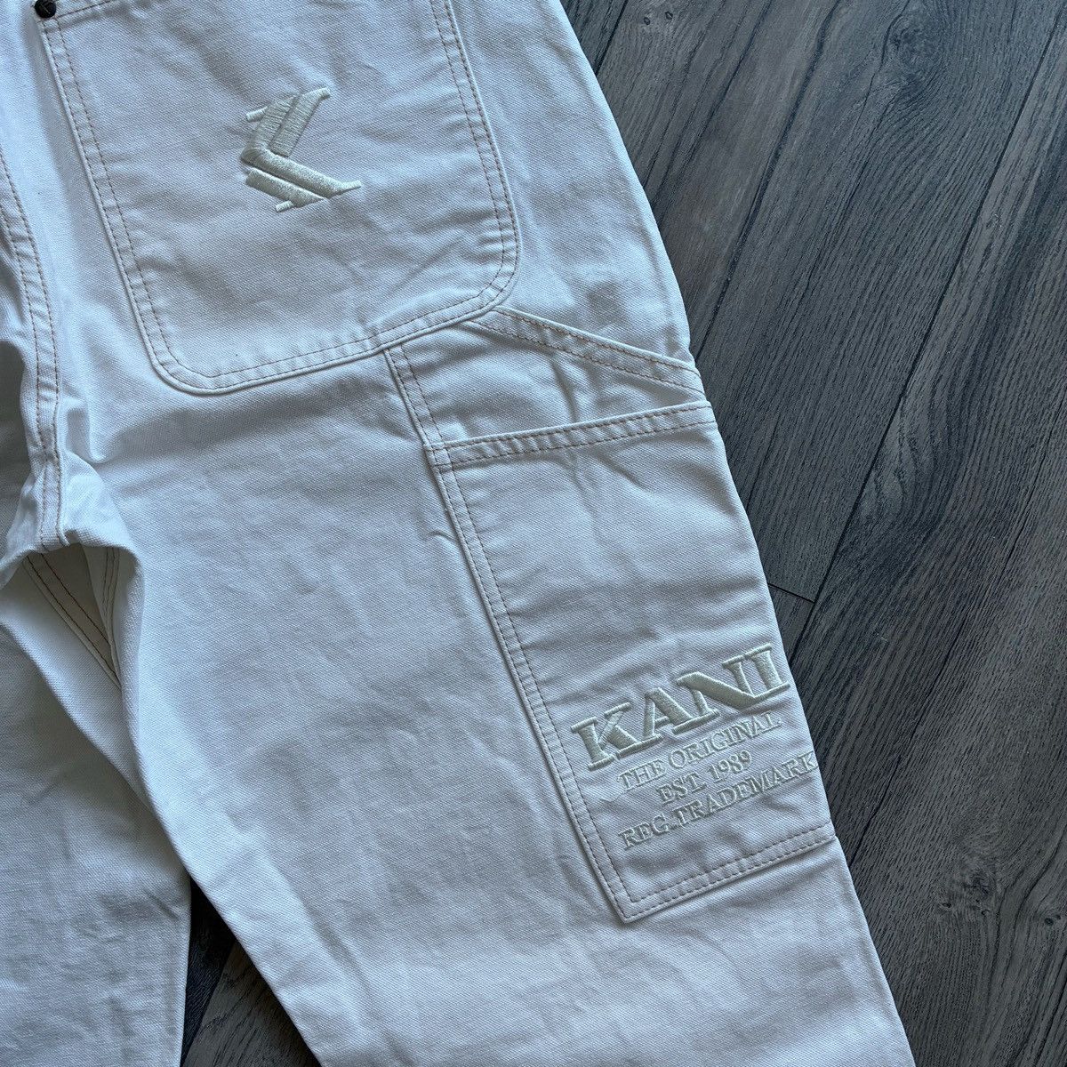 Karl Kani Y2K KARL KANI White Canvas Carpenter Pants Size US 36 / EU 52 - 7 Thumbnail