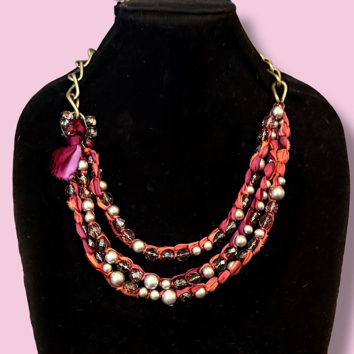 Loft Loft ribbon woven layered bead statement necklace Size ONE SIZE - 1 Thumbnail