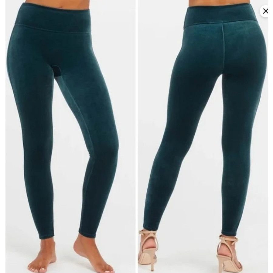 Spanx SPANX 2070 Malachite Green High Waist Velvet Leggings S Size 26" / US 2 / IT 38 - 2 Thumbnail