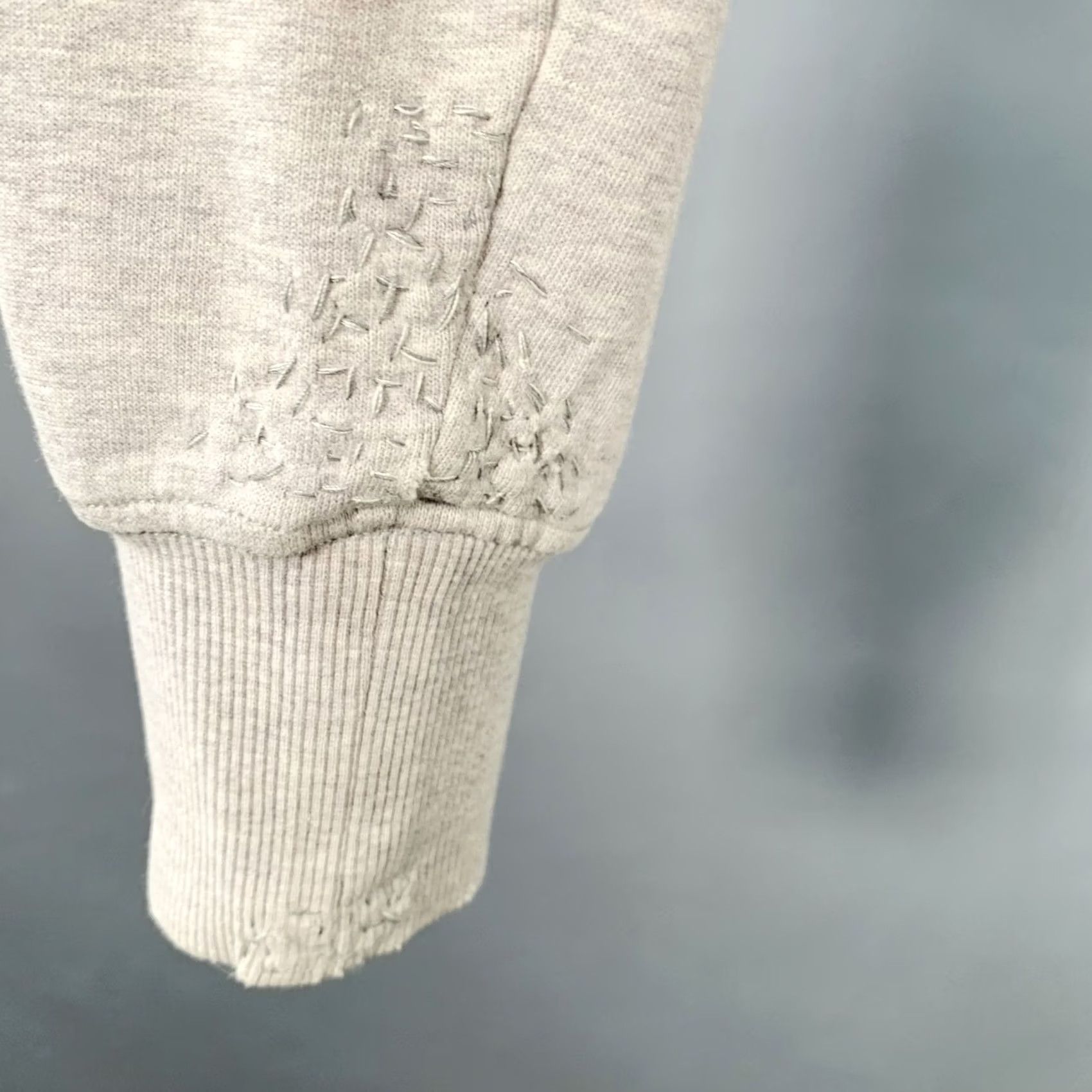 Yves Saint Laurent YVES SAINT LAURENT Size M Heather Grey Cotton Distressed Studded Sweatshirt Mens Sweater Grey Distressed 90s Size US M / EU 48-50 / 2 - 7 Thumbnail