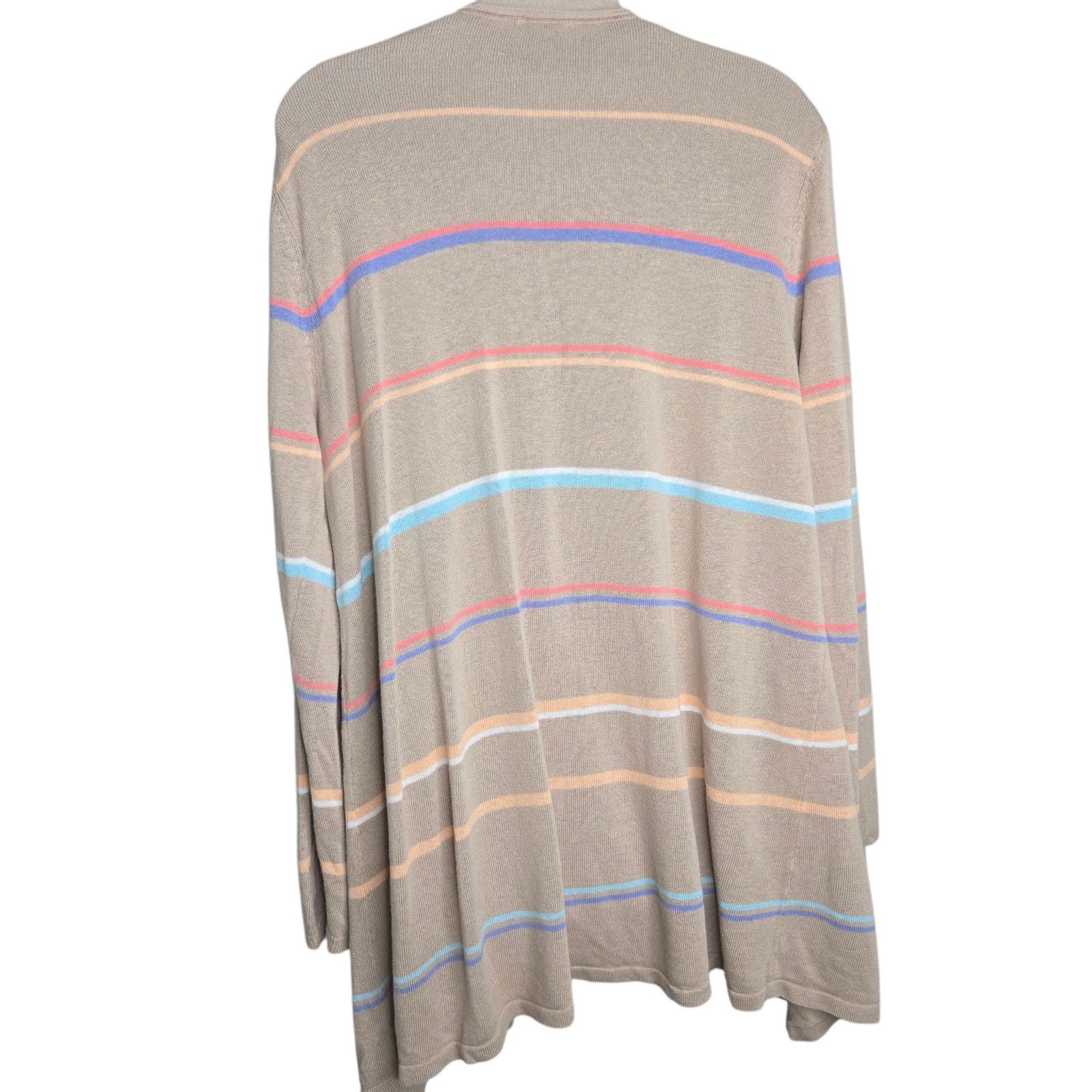 Other J Jill Womens Striped Cardigan Large Linen Blend Open Front Size L / US 10 / IT 46 - 5 Thumbnail