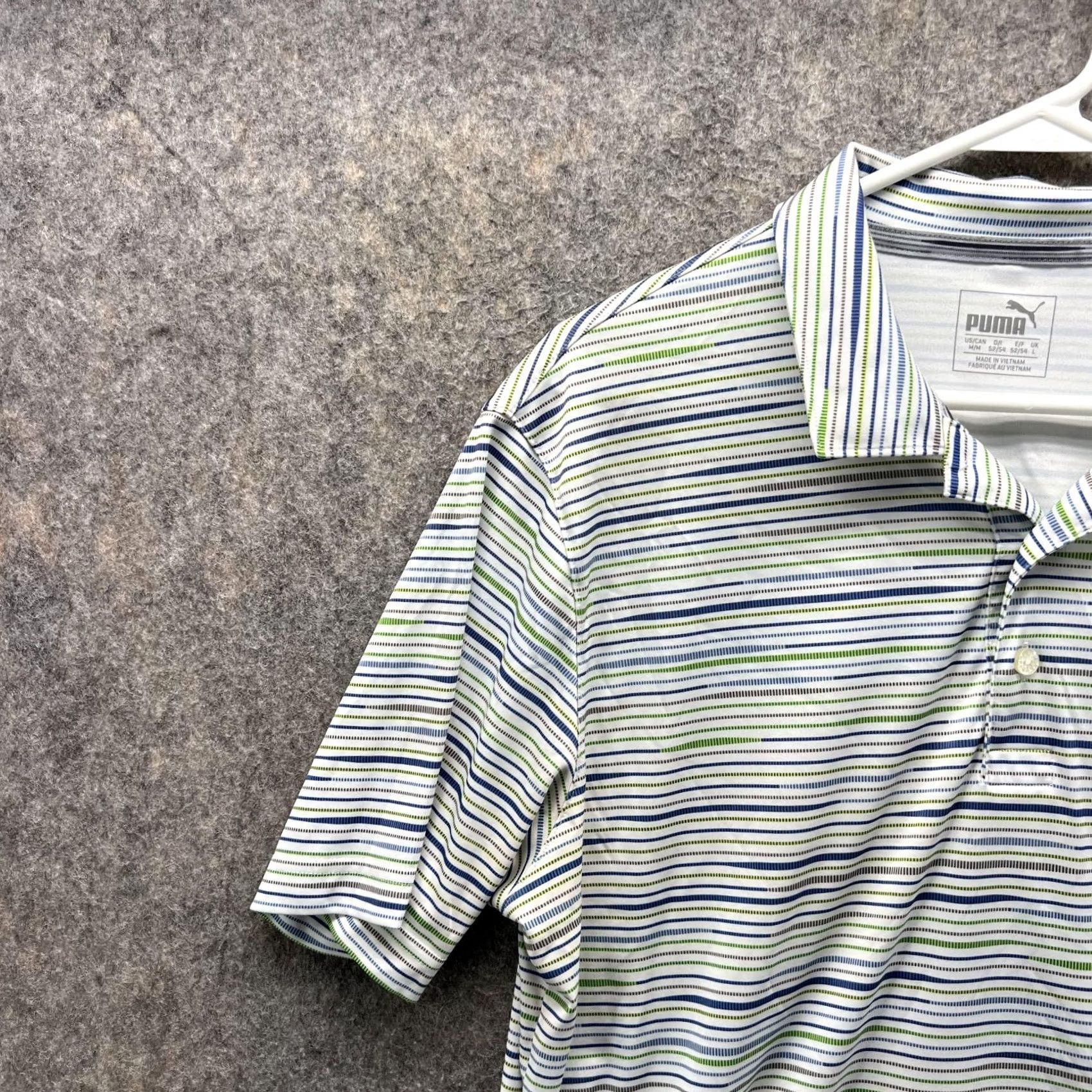 Puma PUMA Polo Shirt Men Medium Gray Striped Polyester Logo Golf Shirt Adult Medium Size US M / EU 48-50 / 2 - 3 Thumbnail
