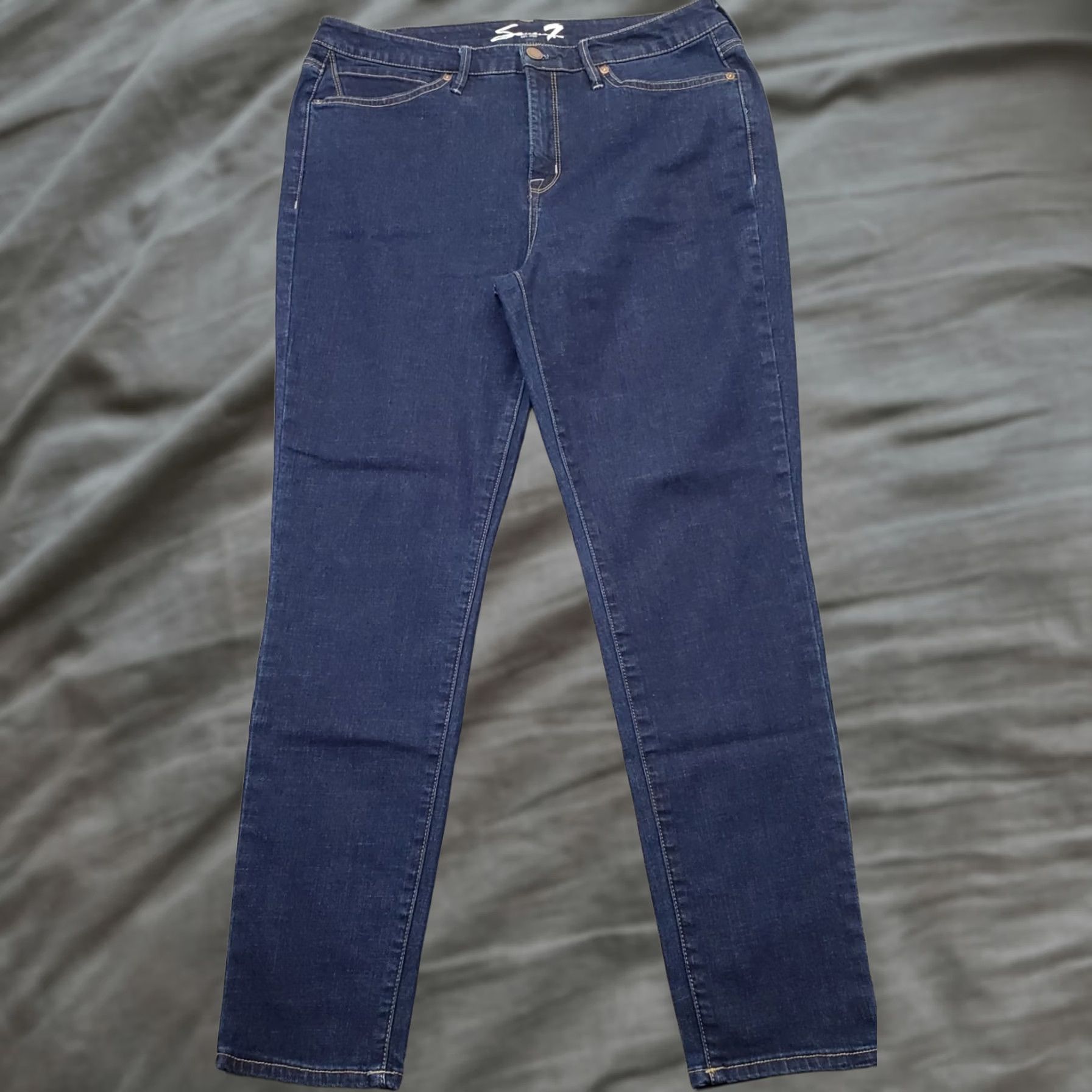 Vintage Seven7 Jeans Womens 12 Blue Denim Stretch Regular Skinny Leg Medium Wash Jeans Size 34" / US 12 / IT 48 - 1 Thumbnail