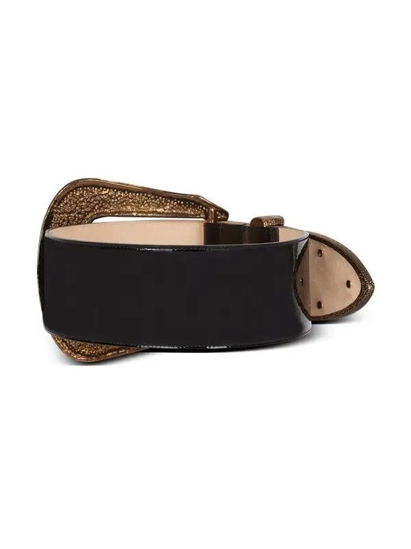 Balmain o1s1wg111225 Size:OS/Western Patent-Leather Belt in Black Size ONE SIZE - 3 Thumbnail