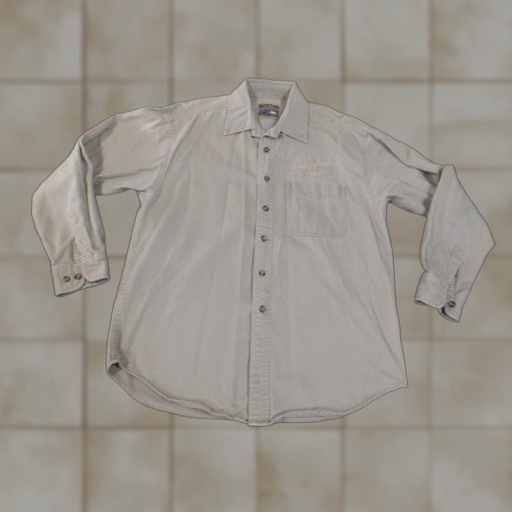 Dunbrooke Dunbrooke Shirt Medium Beige Vintage Mens Button-Up Embroidered Collared Long Sleeve Button-Down Canvas Rolled All Seasons Retro Casual Mens Size US M / EU 48-50 / 2 - 1 Thumbnail