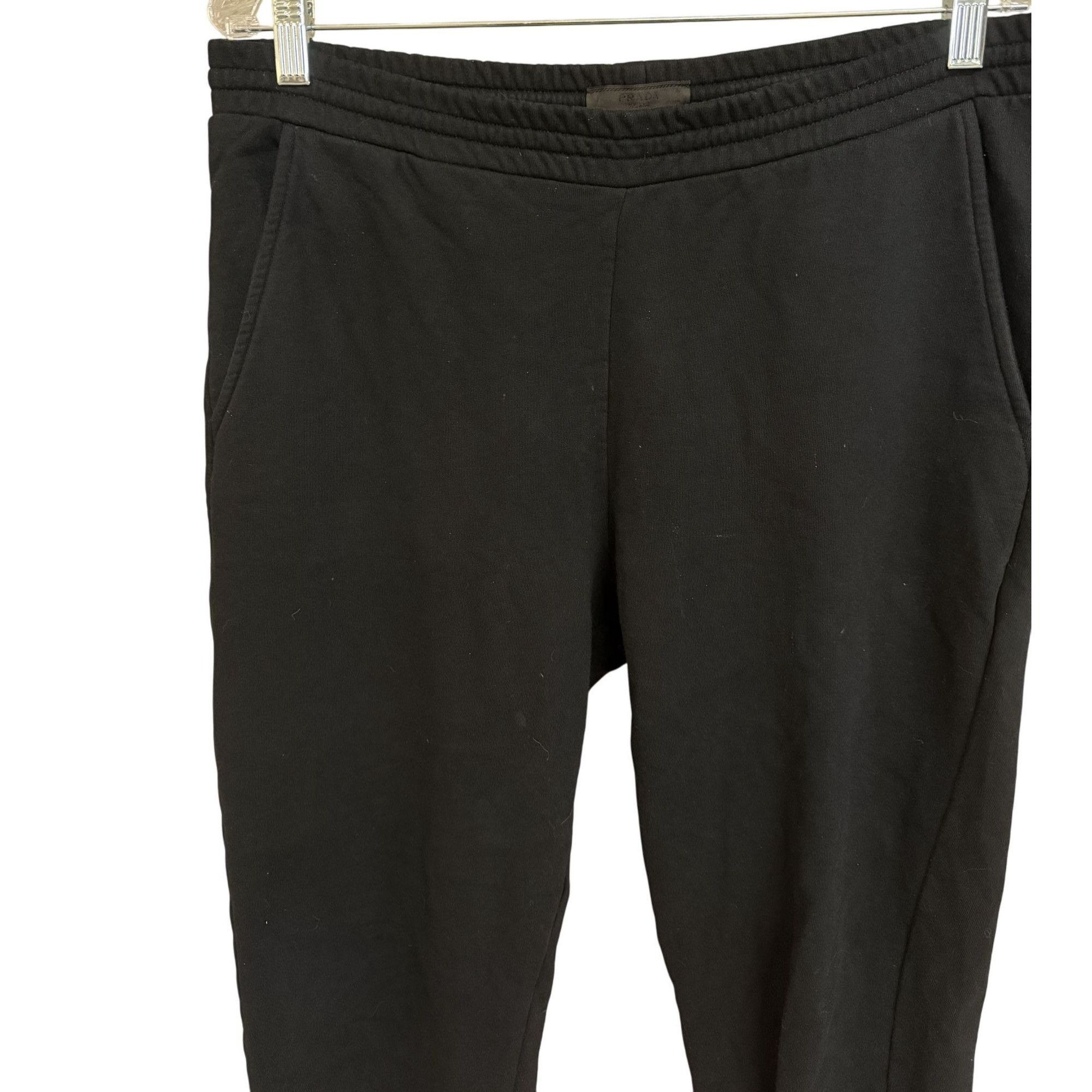 Prada Prada Black Mens Cotton Jogger Pants With Elastic Waistband Size US 34 / EU 50 - 3 Thumbnail