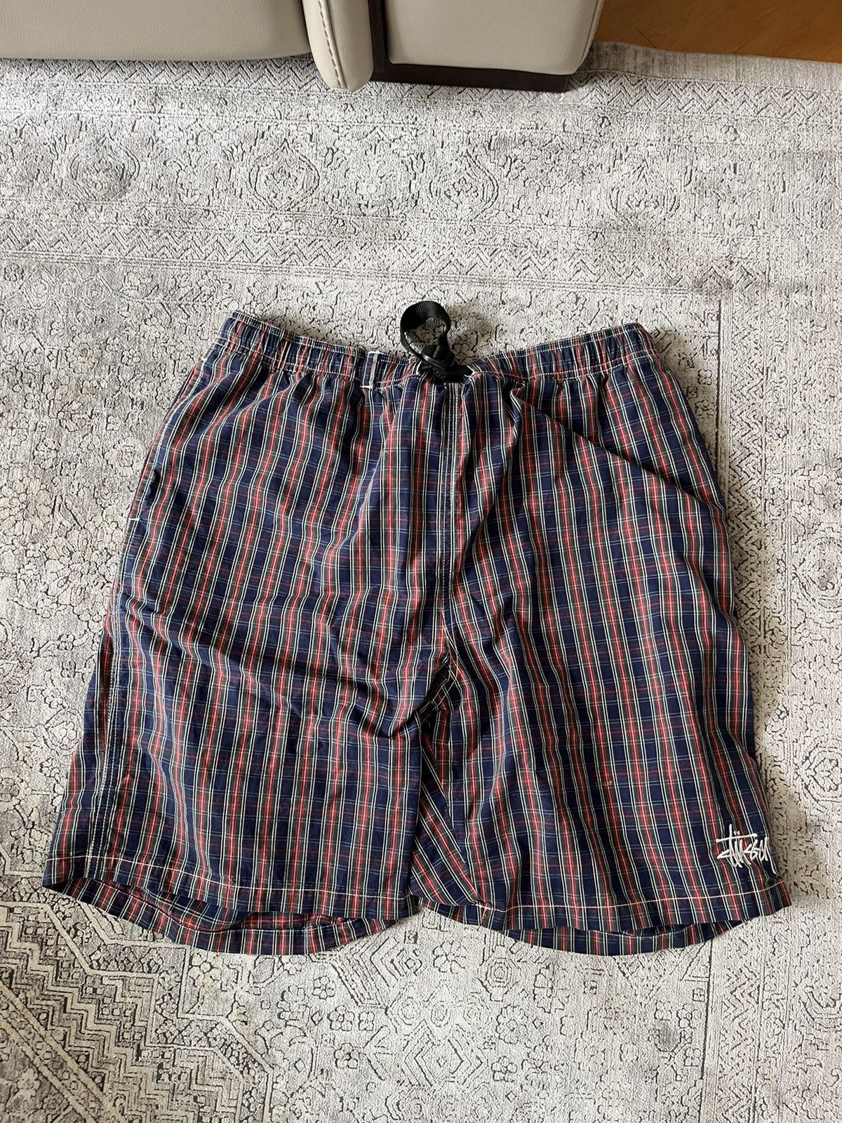 image of Stussy Plaid Shorts in Blue Red, Men's (Size 34)