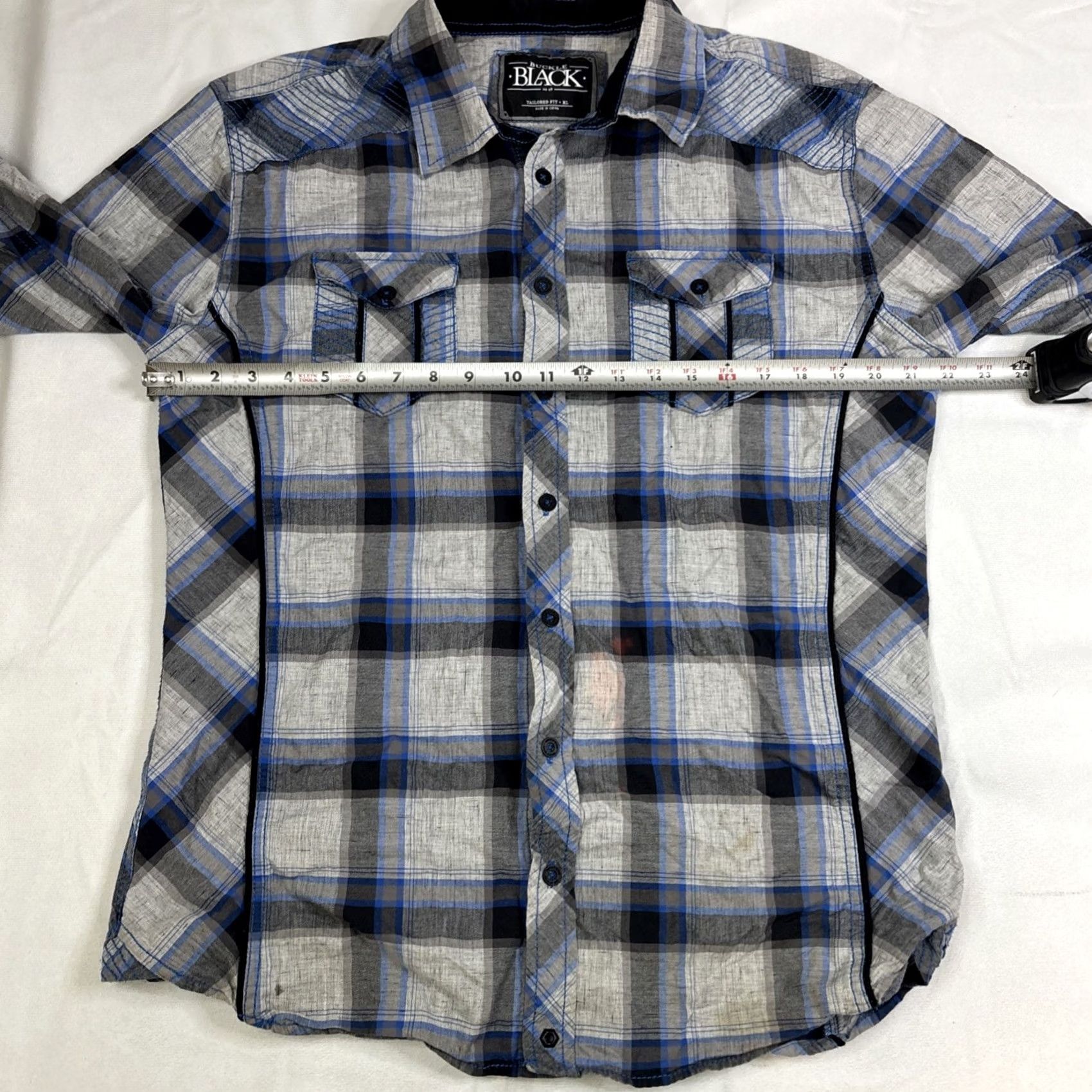 Buckle Black Buckle BKE Button-Up Shirt Men XL Plaid Blue Black White Long Sleeve Tailored Fit - Colorful, Pre-owned Excellent Size US XL / EU 56 / 4 - 4 Thumbnail