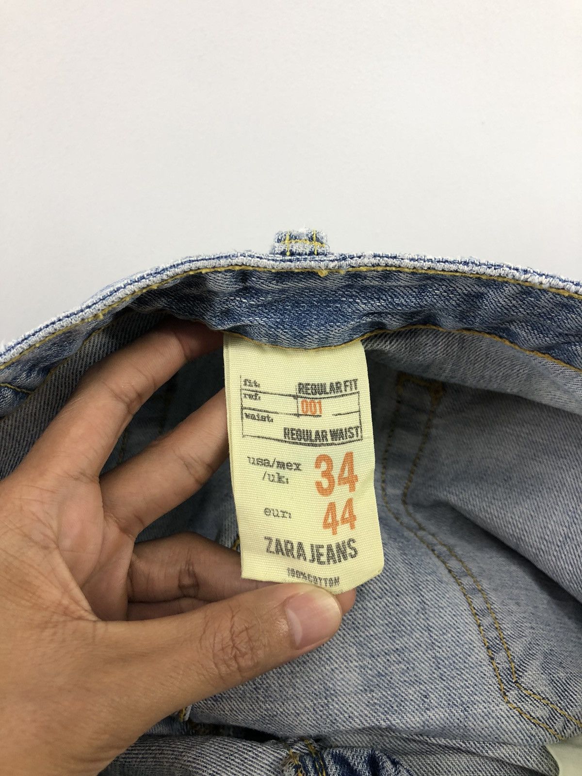 Zara Zara Regular Fit Skull Distressed Faded Blue Jeans Size US 34 / EU 50 - 19 Thumbnail