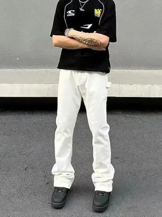 White Stack Flared Denim Jeans