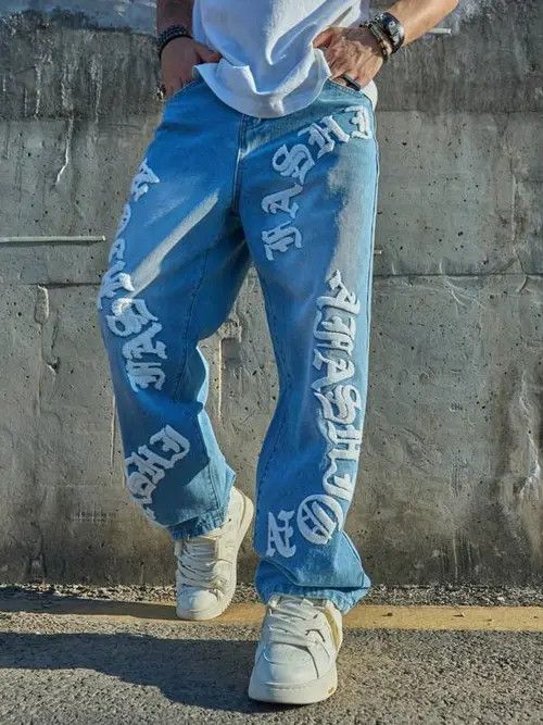 Jean DRIP denim jeans Y2K Straight RAP Size US 34 / EU 50 - 3 Thumbnail
