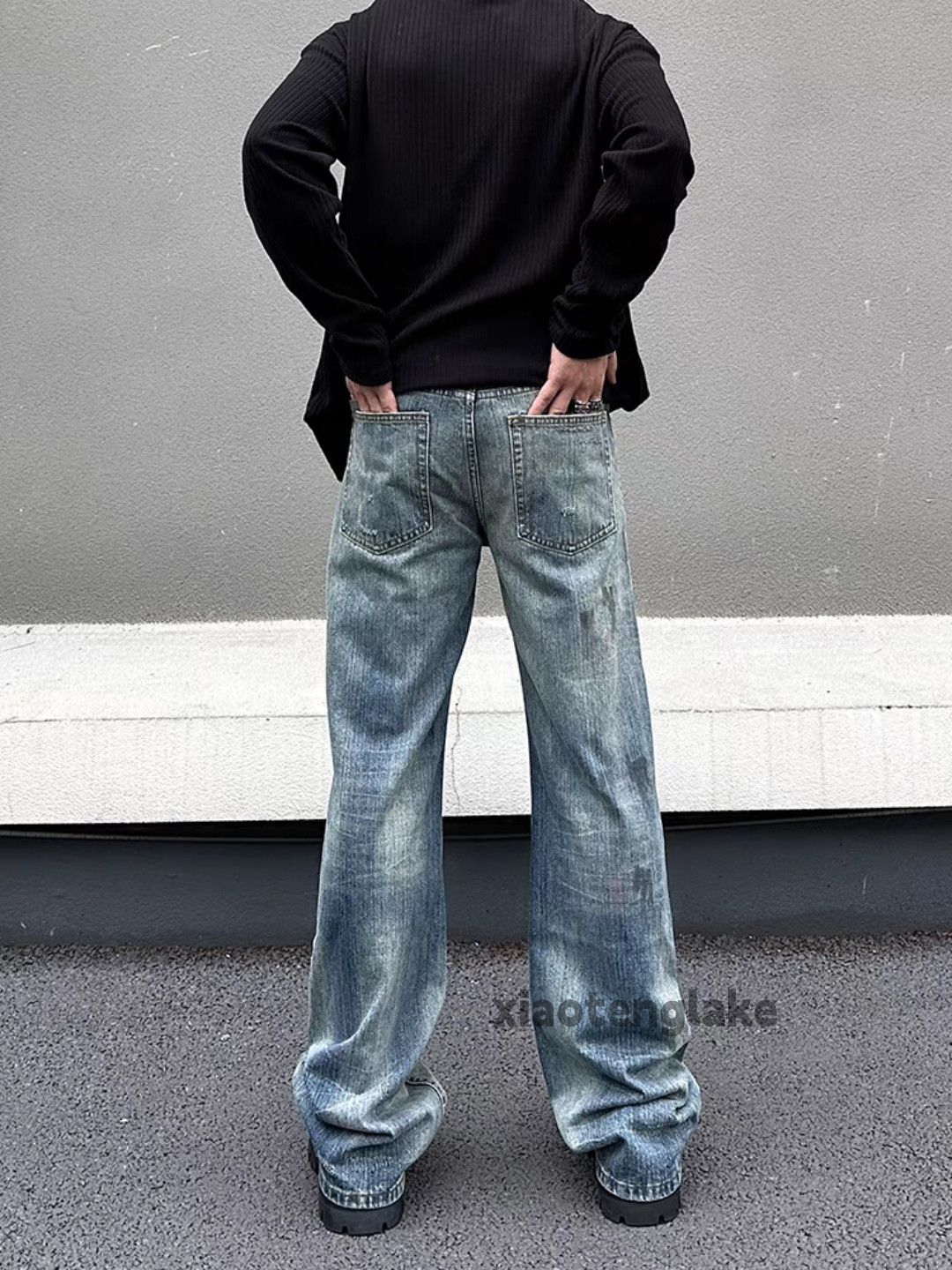 Jean × Vintage washed faded skate hiphop punk paint stain jeans Size US 34 / EU 50 - 6 Thumbnail