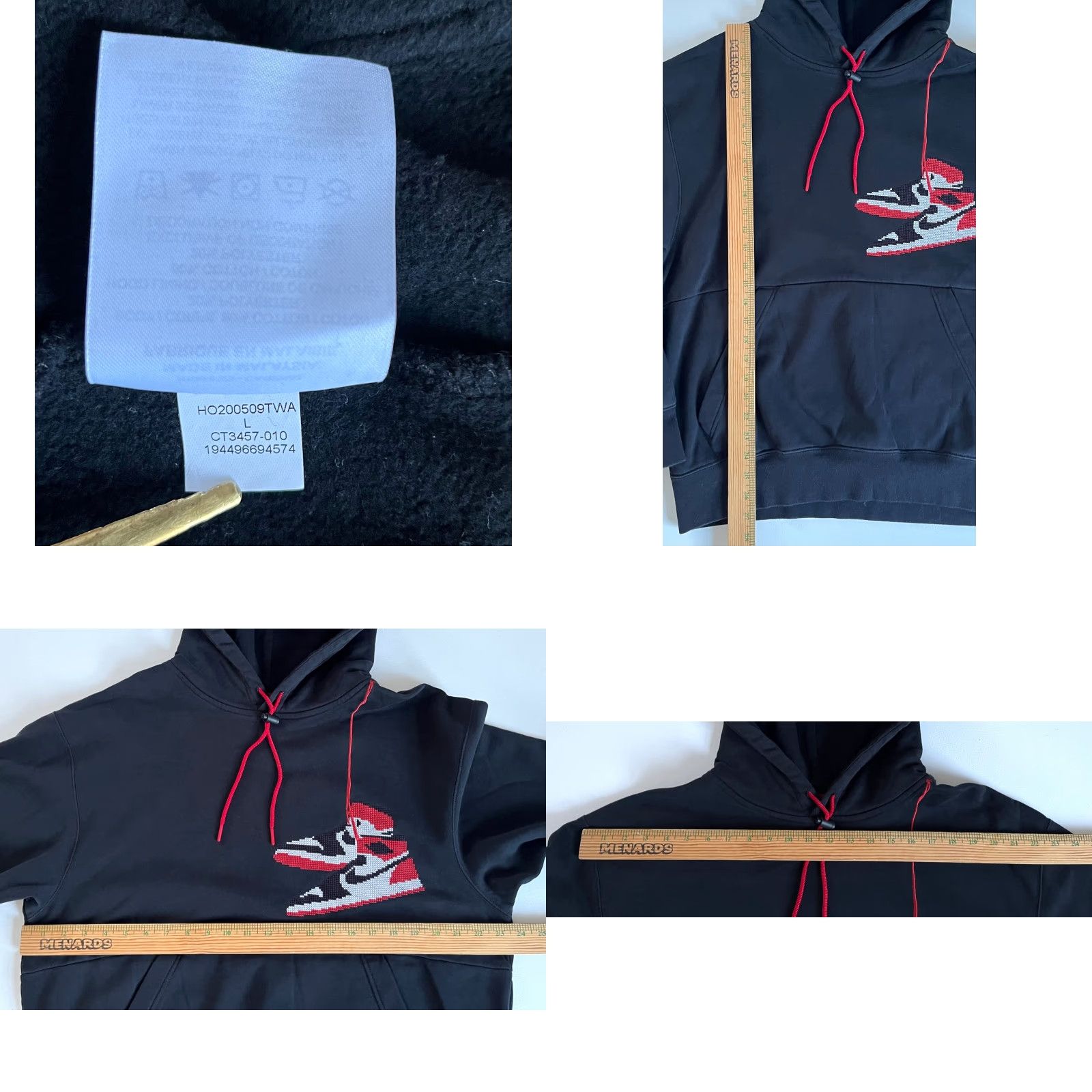 Jordan Brand Nike Air Jordan 1 Retro Jumpman Holiday Hoodie Mens Hoodie Black CT3457-010 L Size US L / EU 52-54 / 3 - 9 Thumbnail