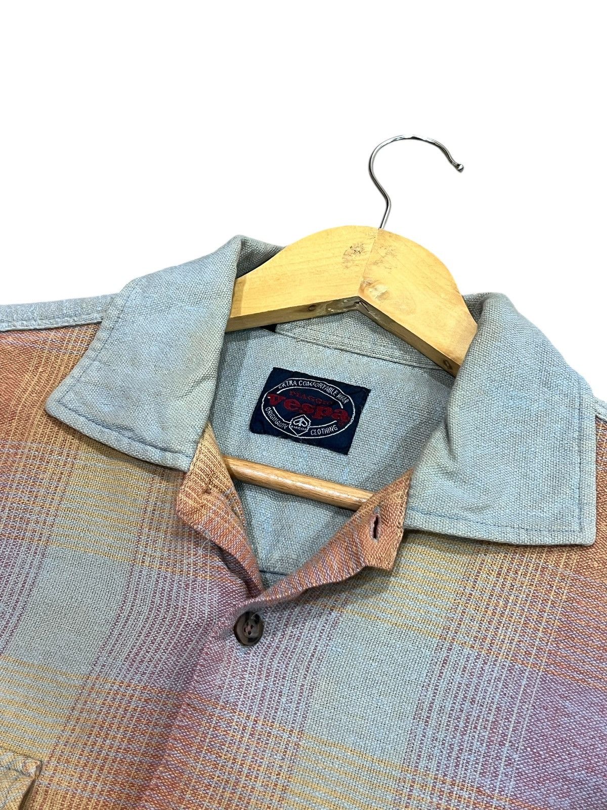 Vintage Vespa Piaggio Flannel Shirt Size US L / EU 52-54 / 3 - 3 Thumbnail