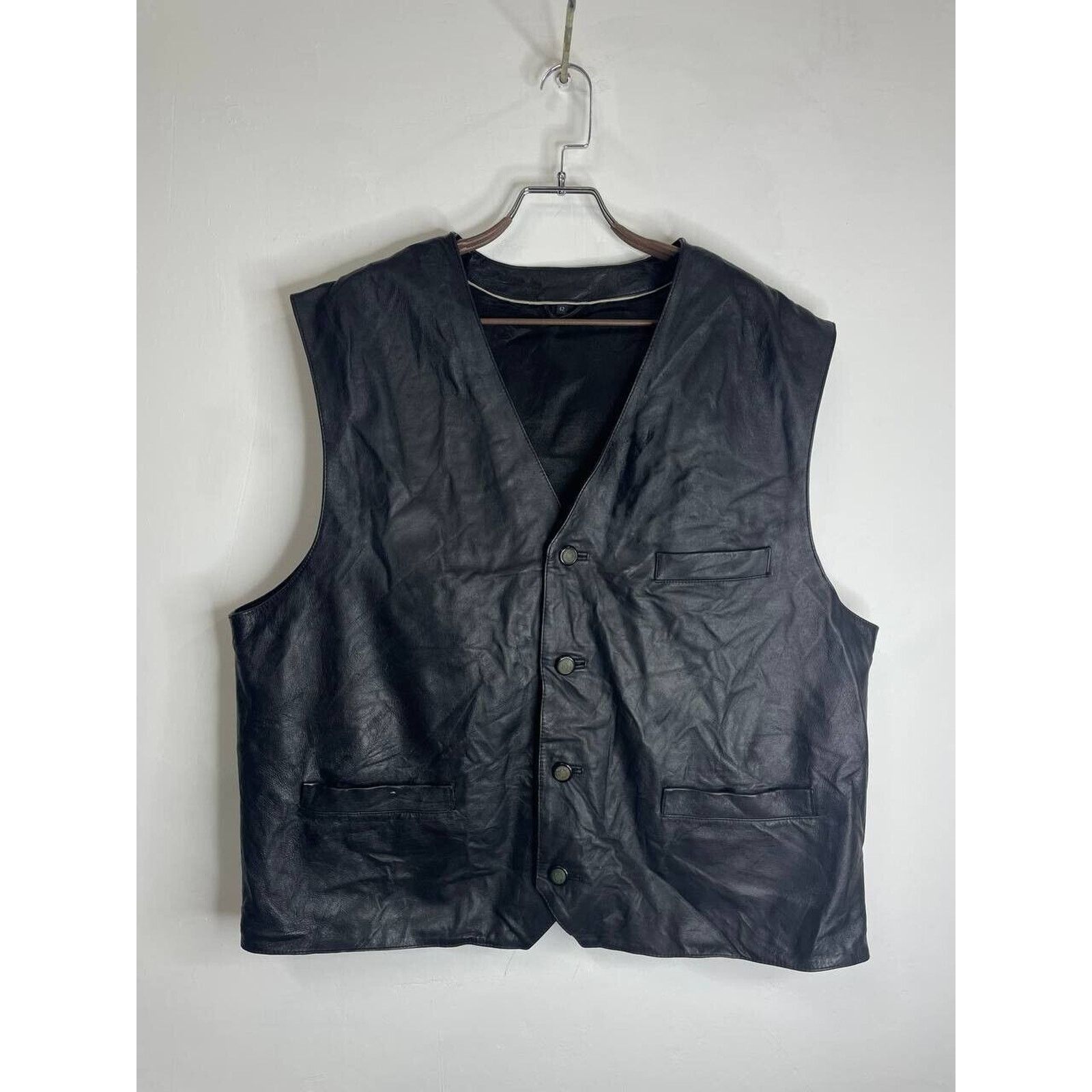 Vintage Vintage Black Leather Vest Multi-Pocket Button Closure XL Size US XL / EU 56 / 4 - 1 Thumbnail