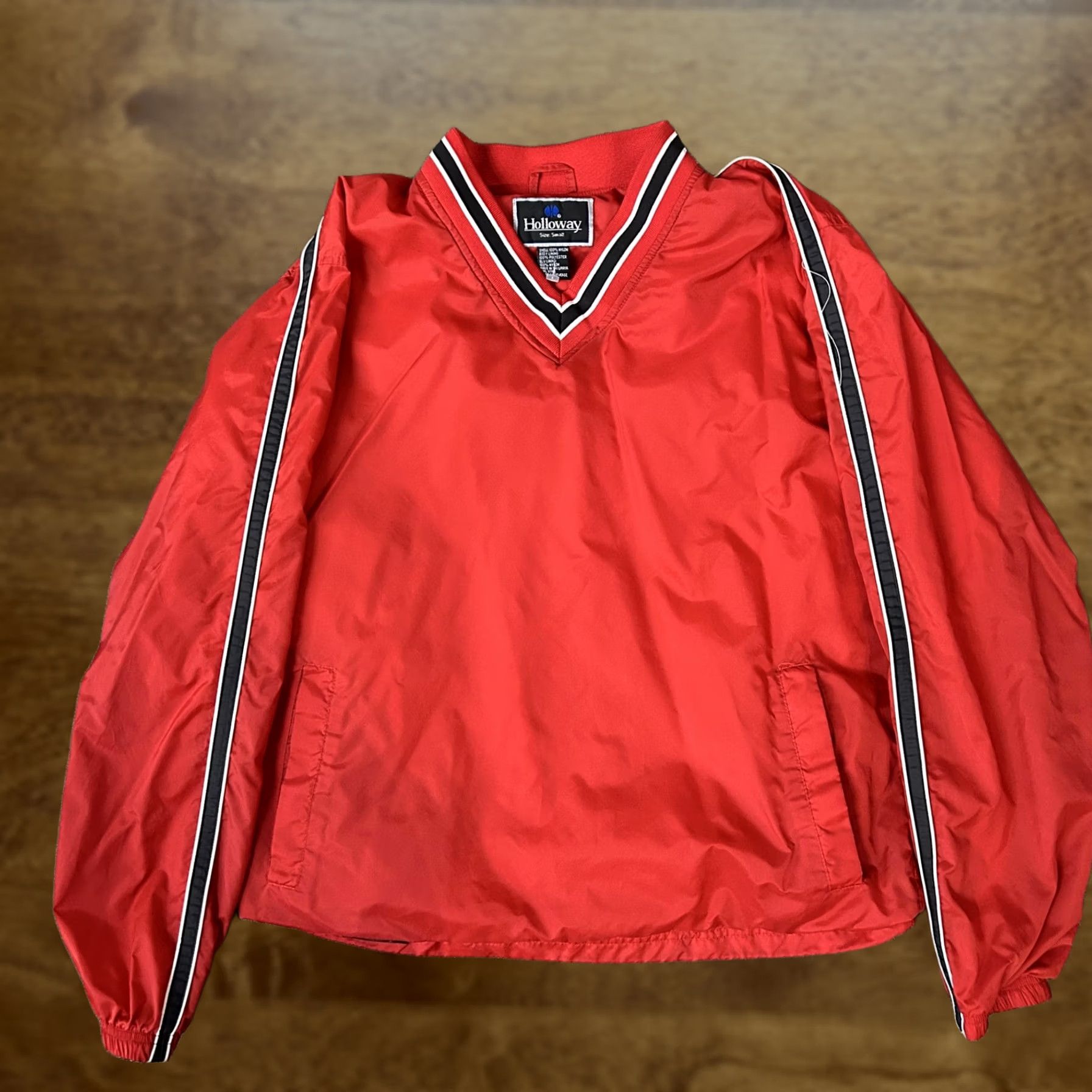 Holloway Holloway Jacket Mens Small Red V Neck Pullover Windbreaker Nylon Athletic Stripe Size US S / EU 44-46 / 1 - 1 Thumbnail